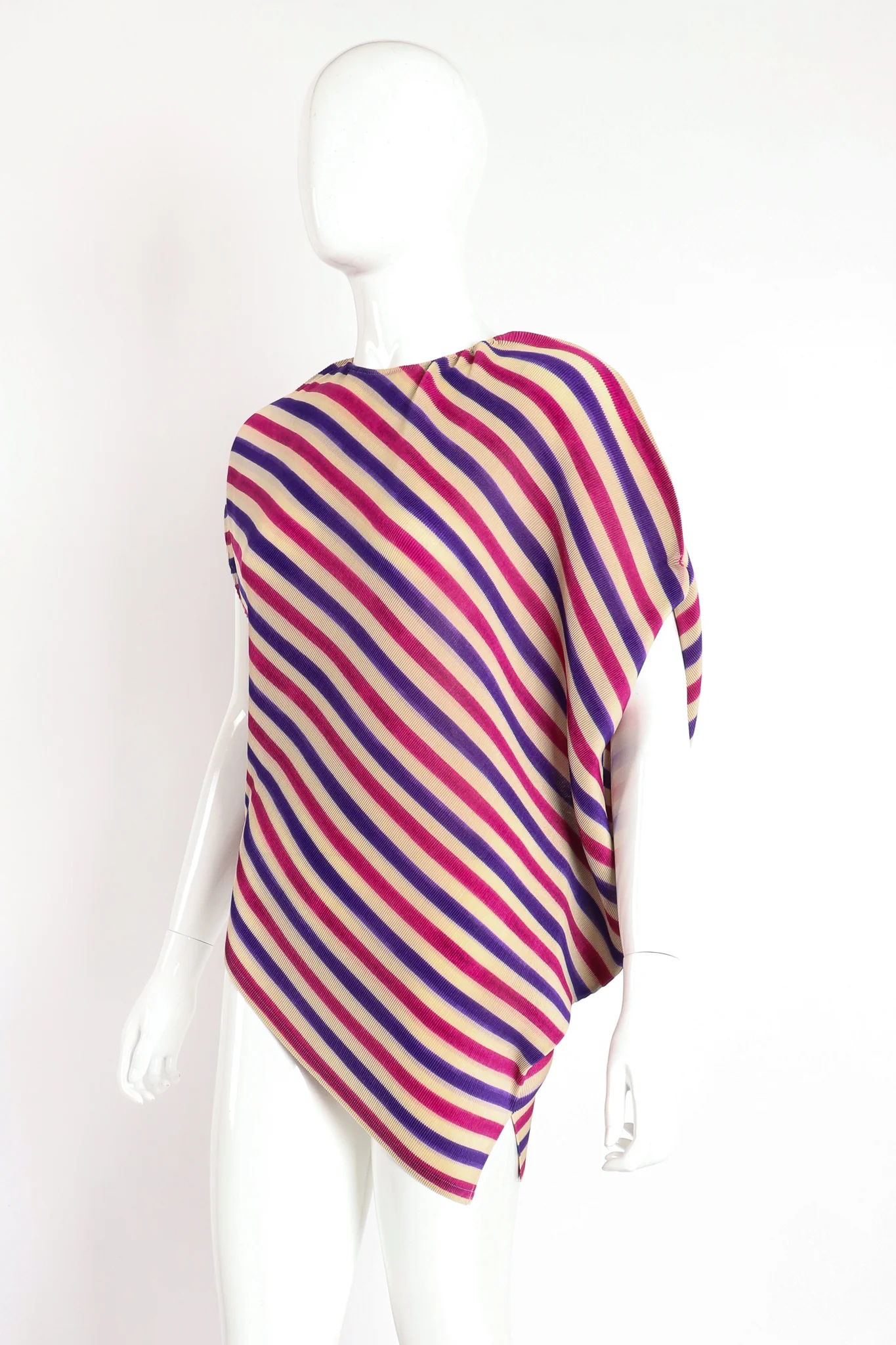 Asymmetrical Pleated Stripe Top - Image 2