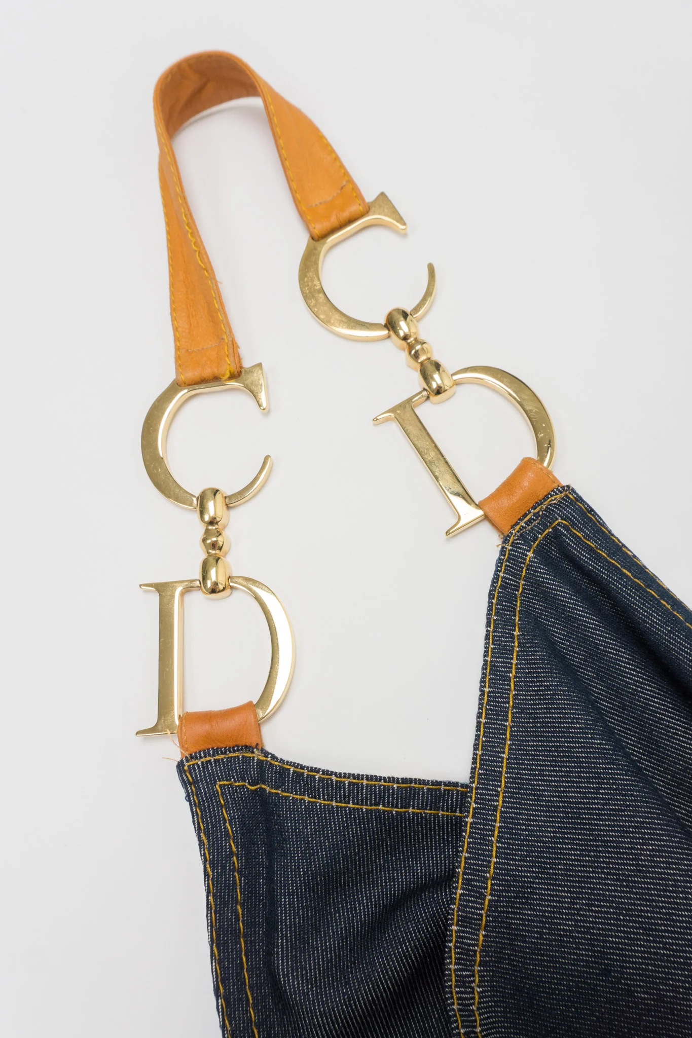 Asymmetrical Silk Denim Halter Dress - Image 11