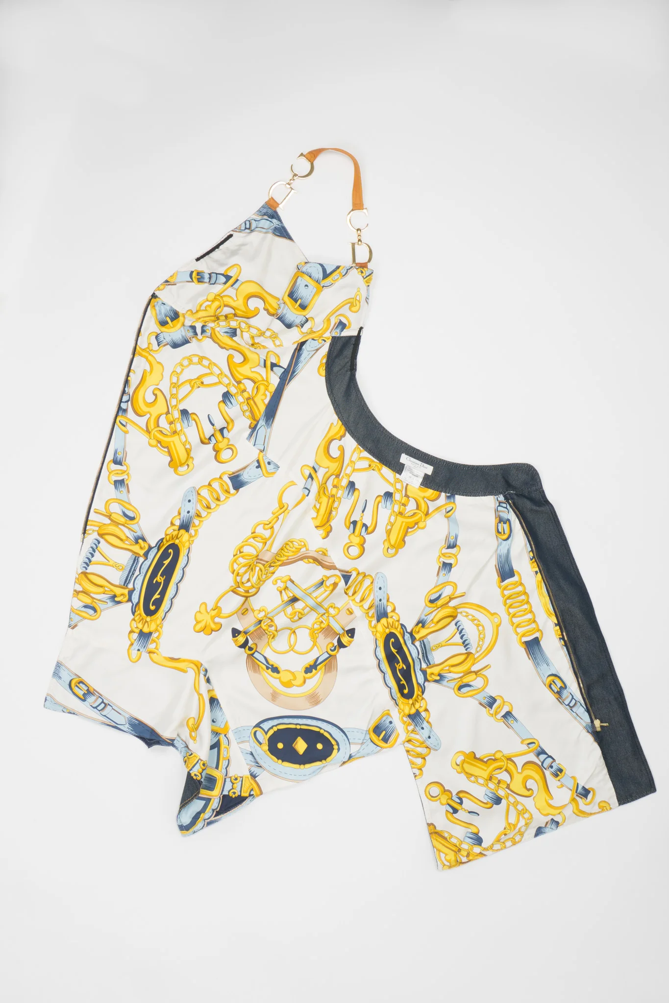 Asymmetrical Silk Denim Halter Dress - Image 13