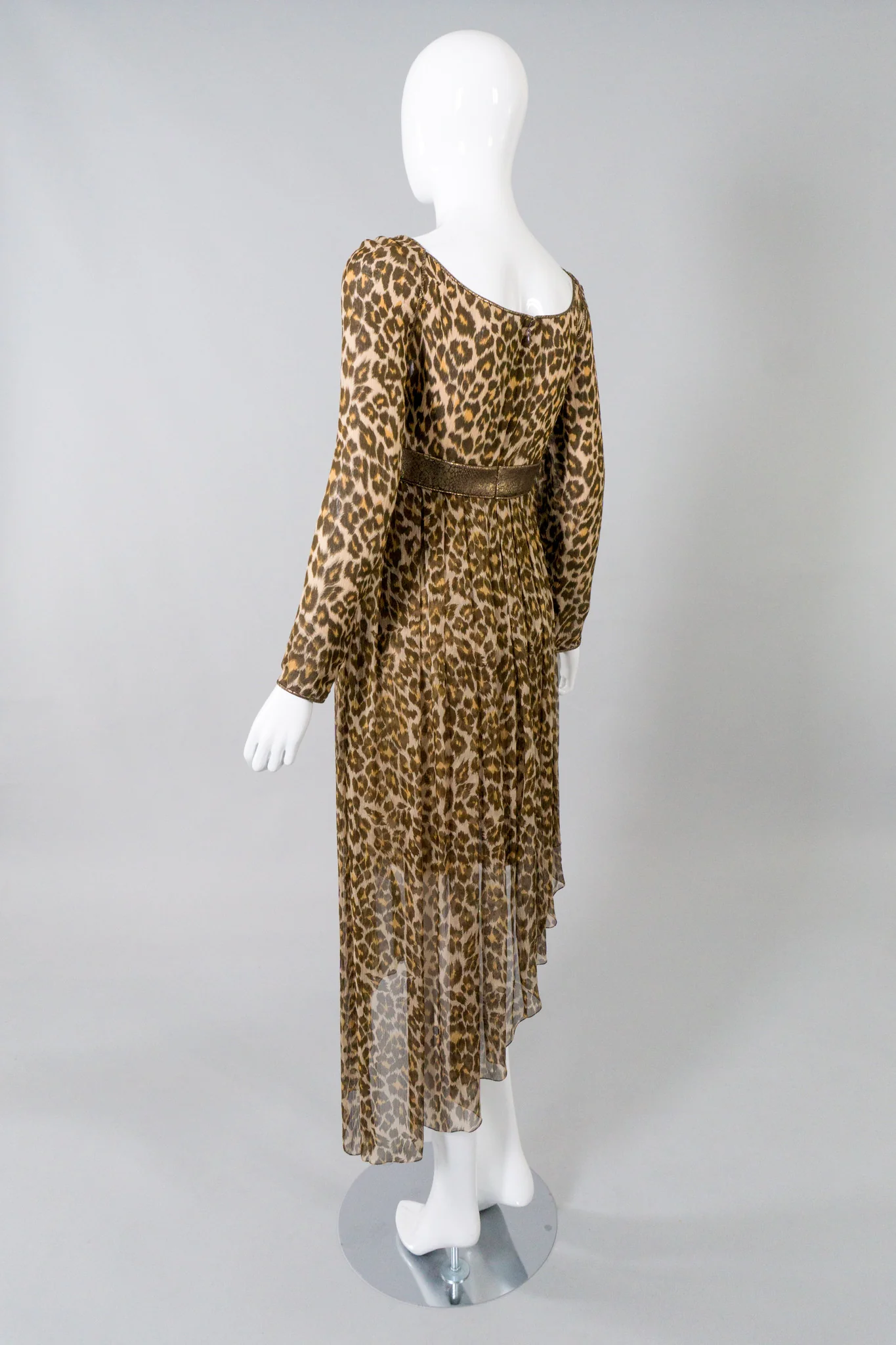 Asymmetrical Silk Leopard Print Dress - Image 4