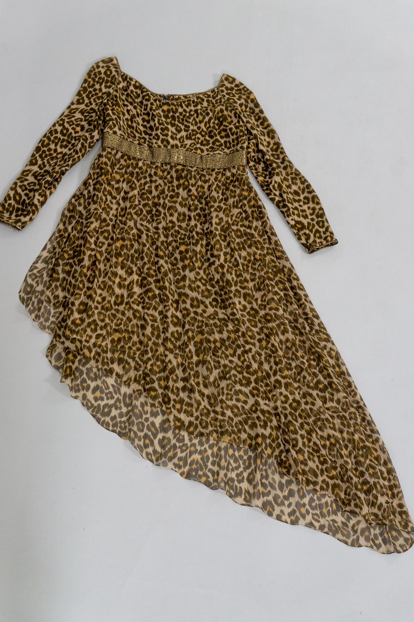Asymmetrical Silk Leopard Print Dress - Image 9