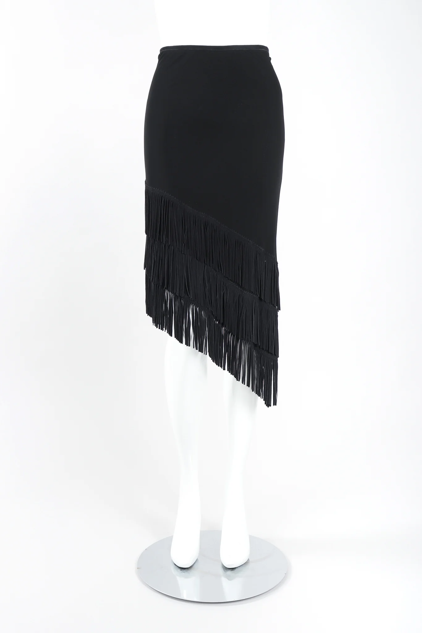 Asymmetrical Suede Fringe Skirt - Image 3