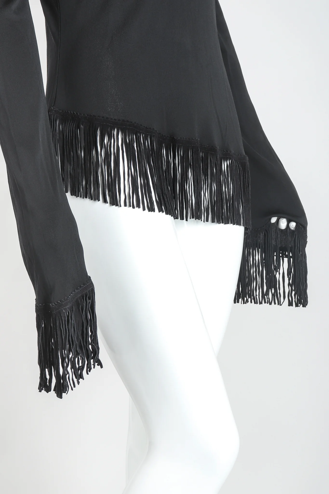 Asymmetrical Suede Fringe Top - Image 6
