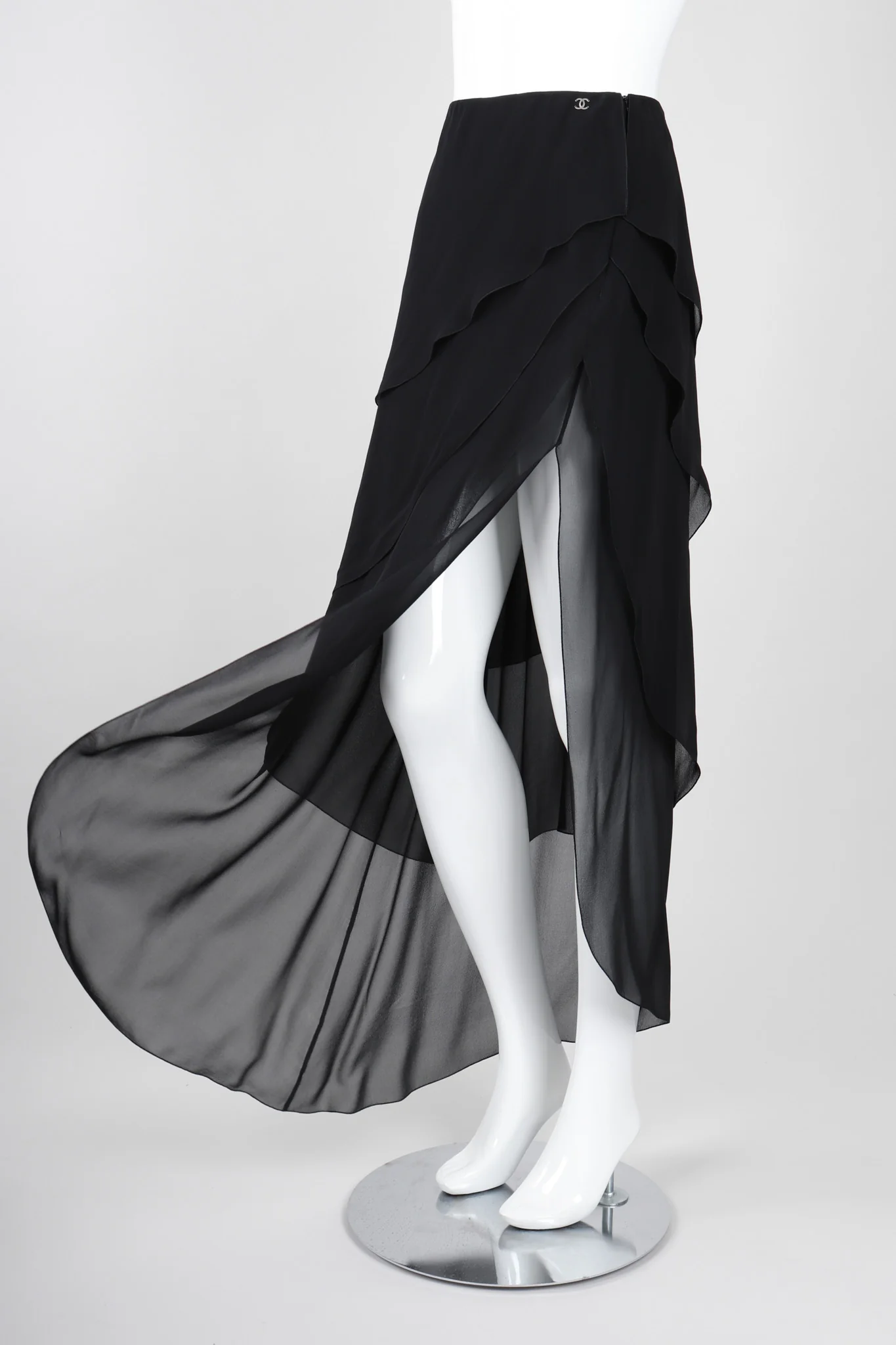 Asymmetrical Tiered Chiffon Skirt