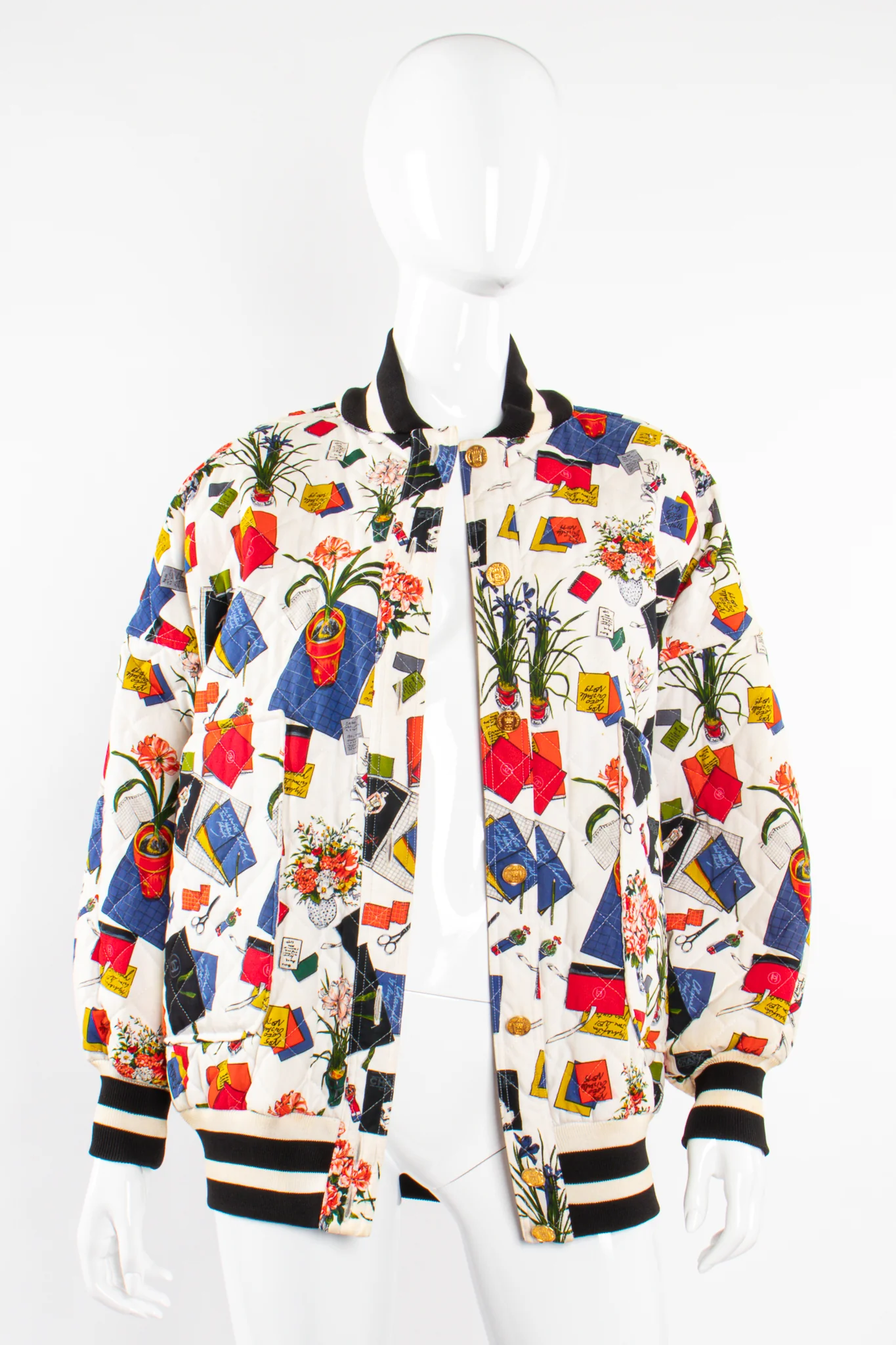 1986 Atelier Sketch Quilted Bomber Jacket - Image 3