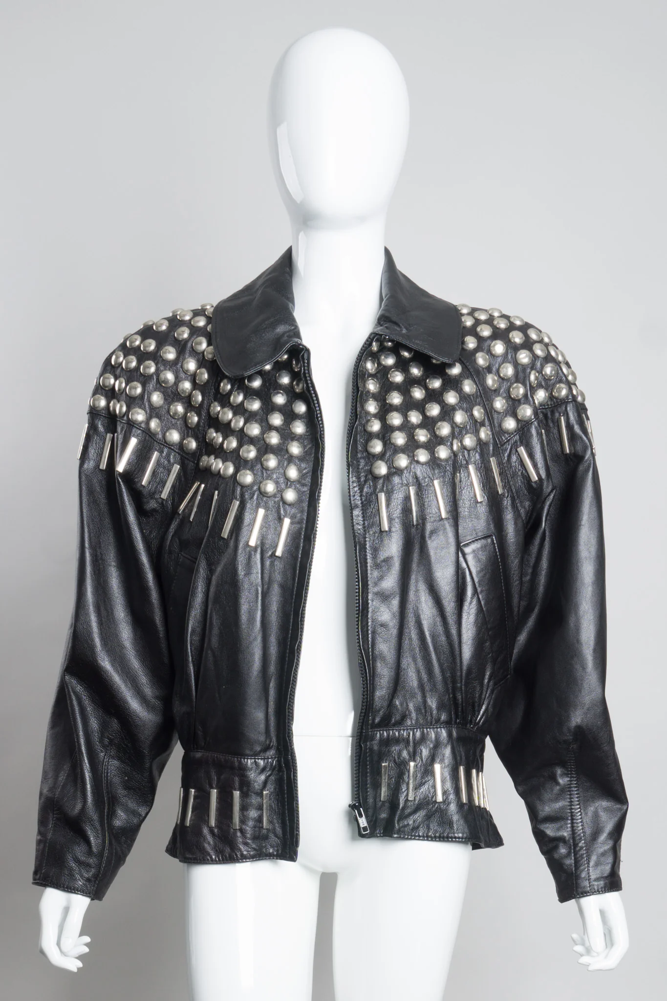 Ball & Bar Stud Leather Jacket - Image 2