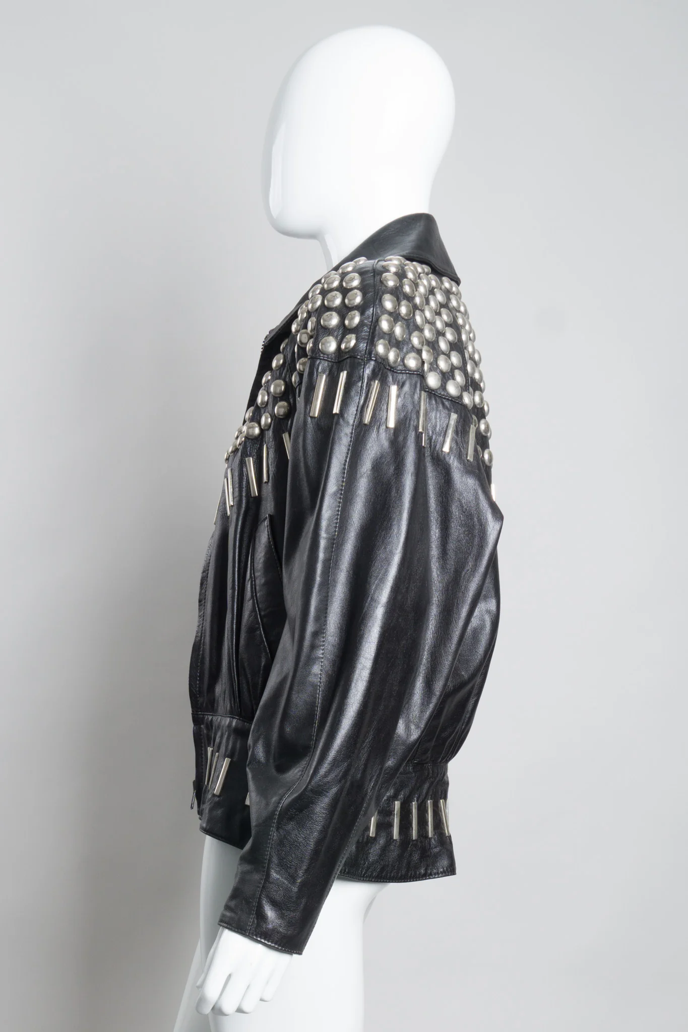 Ball & Bar Stud Leather Jacket - Image 4