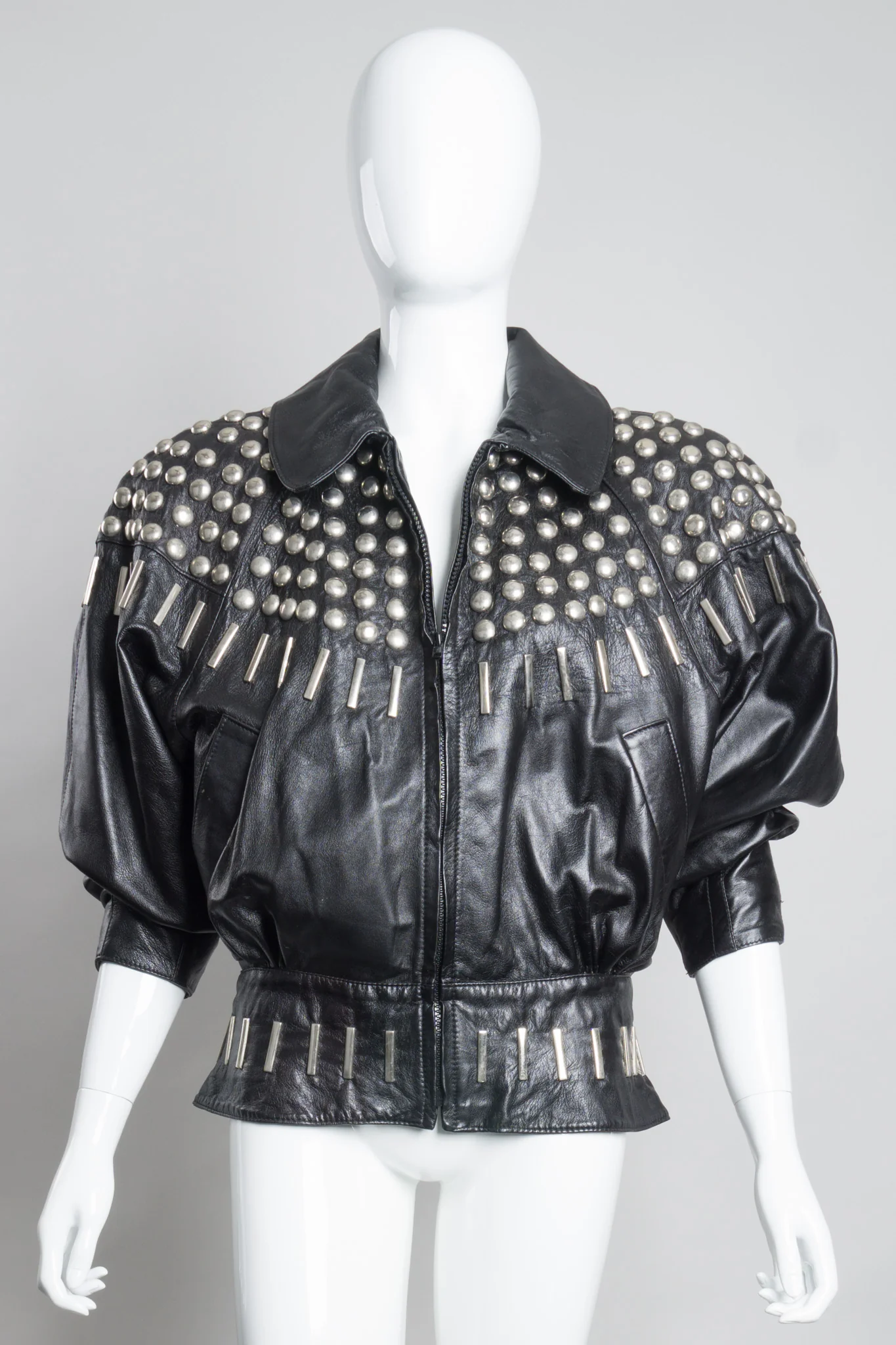 Ball & Bar Stud Leather Jacket - Image 8