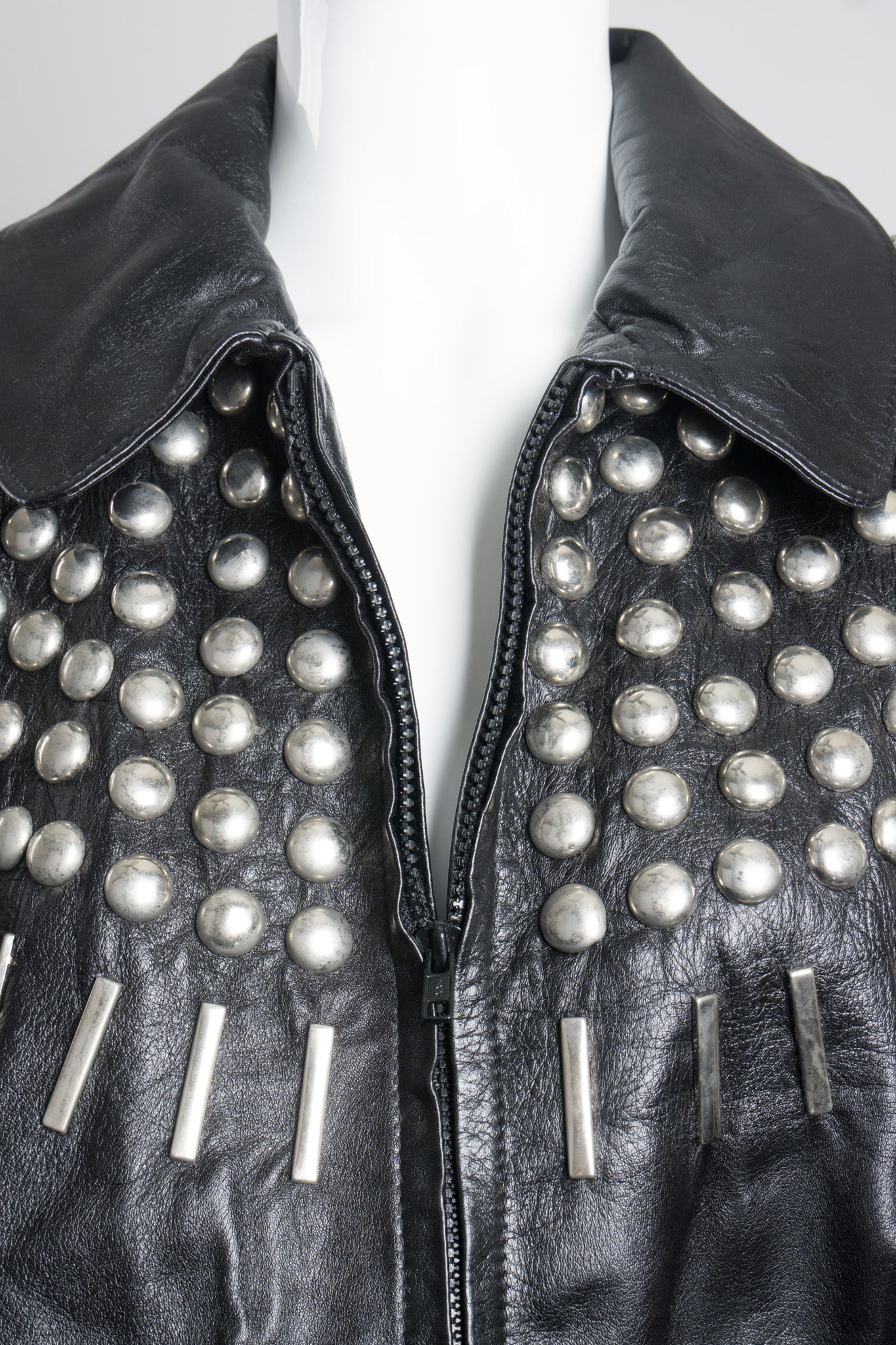 Ball & Bar Stud Leather Jacket - Image 9