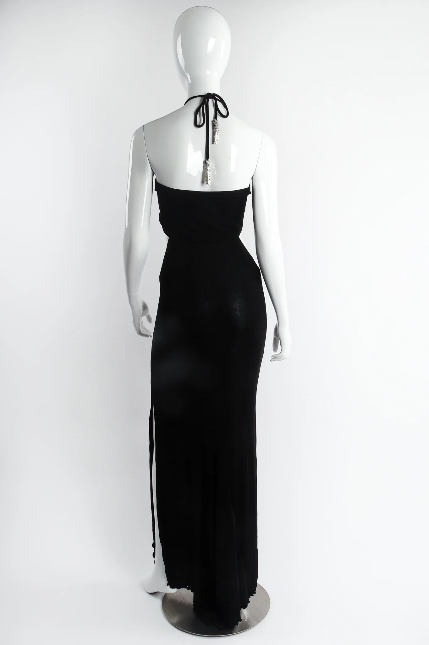 Bandeau Cutout Mesh Cowl Halter Gown - Image 7