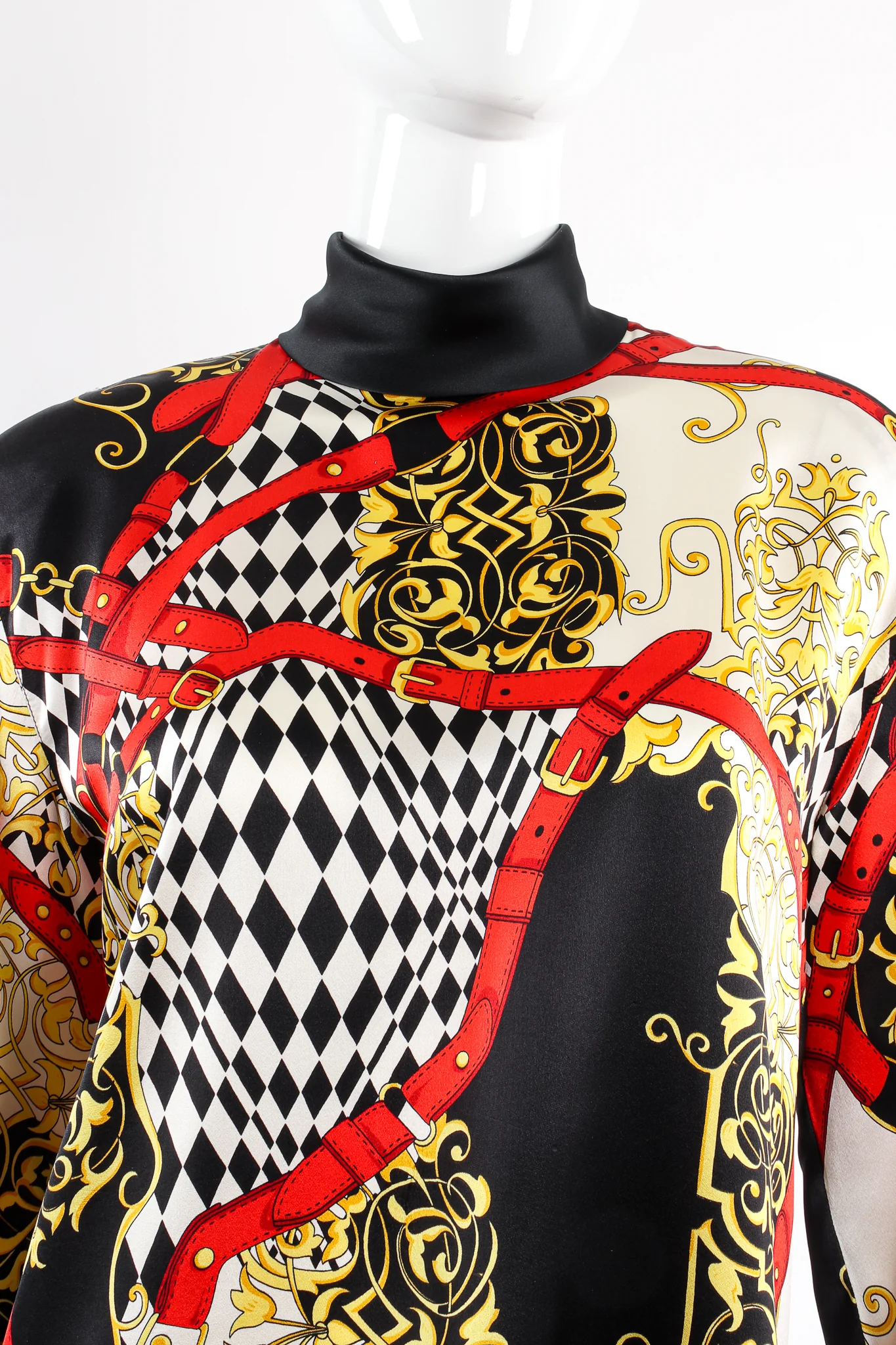 Baroque Belt Print Mock Neck Blouse - Image 2