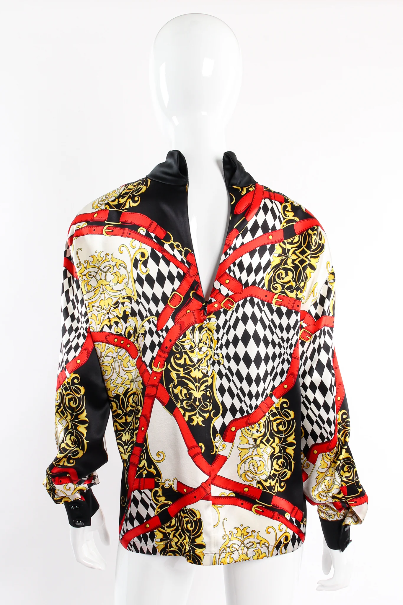 Baroque Belt Print Mock Neck Blouse - Image 7