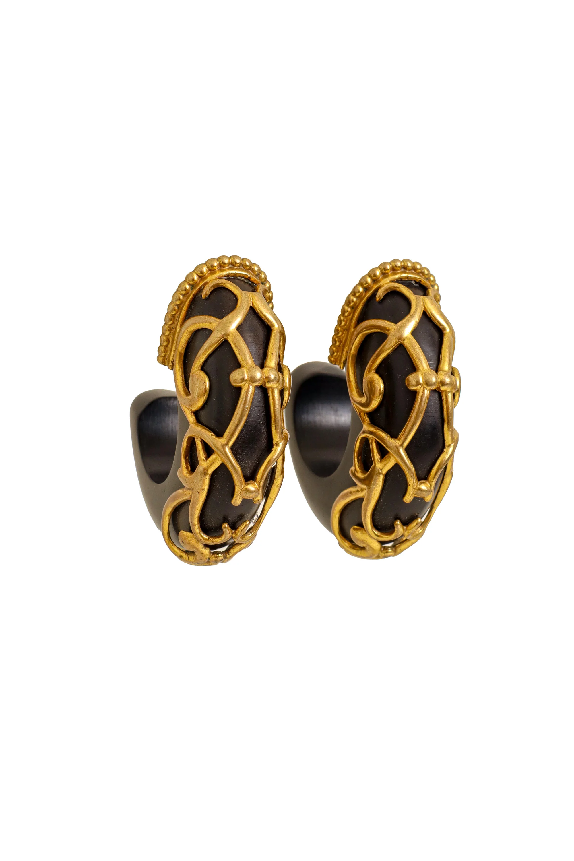Baroque Gilt Resin Hoop Earrings
