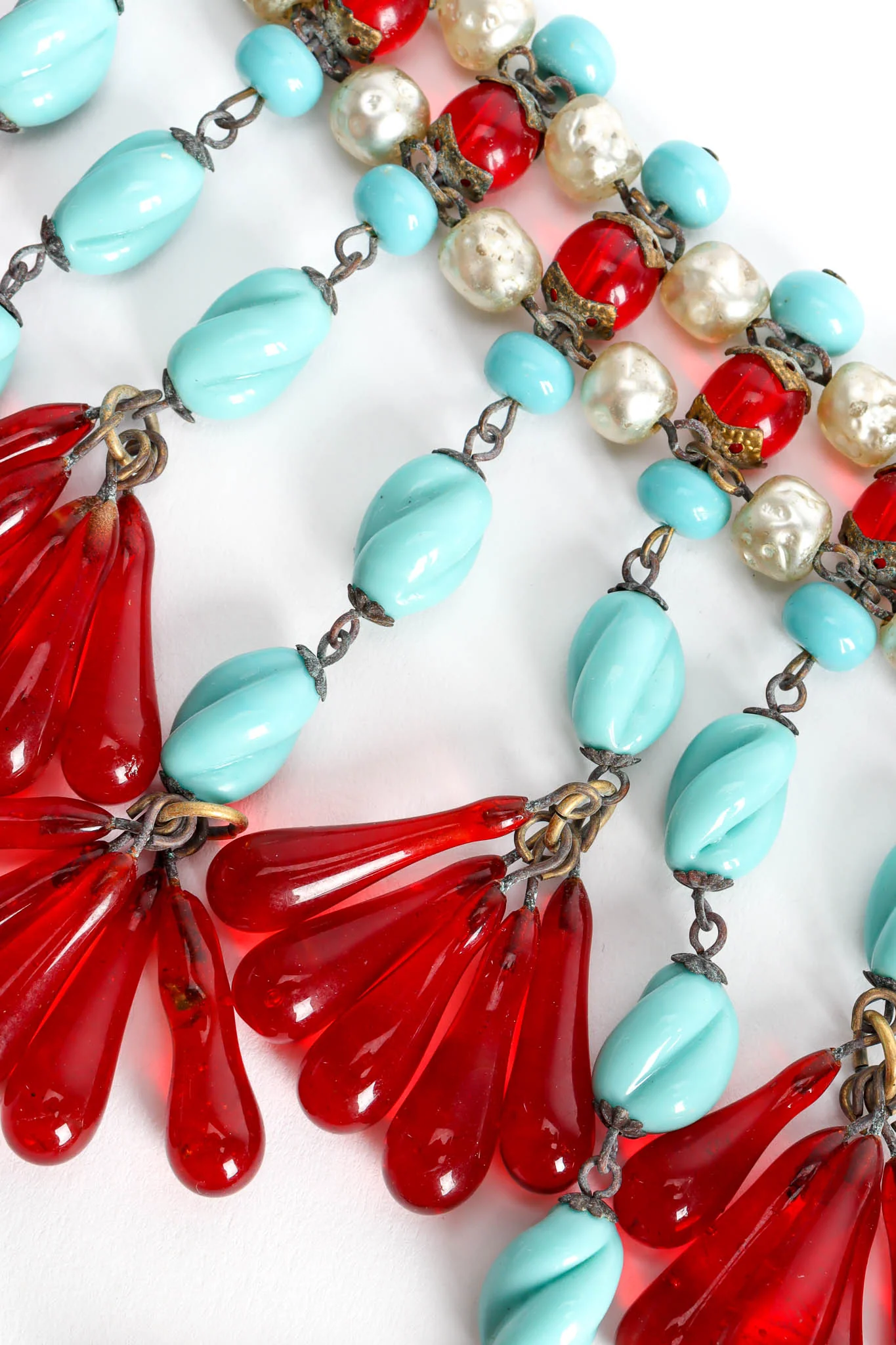 Baroque Glass Bead Bib Necklace - Image 4