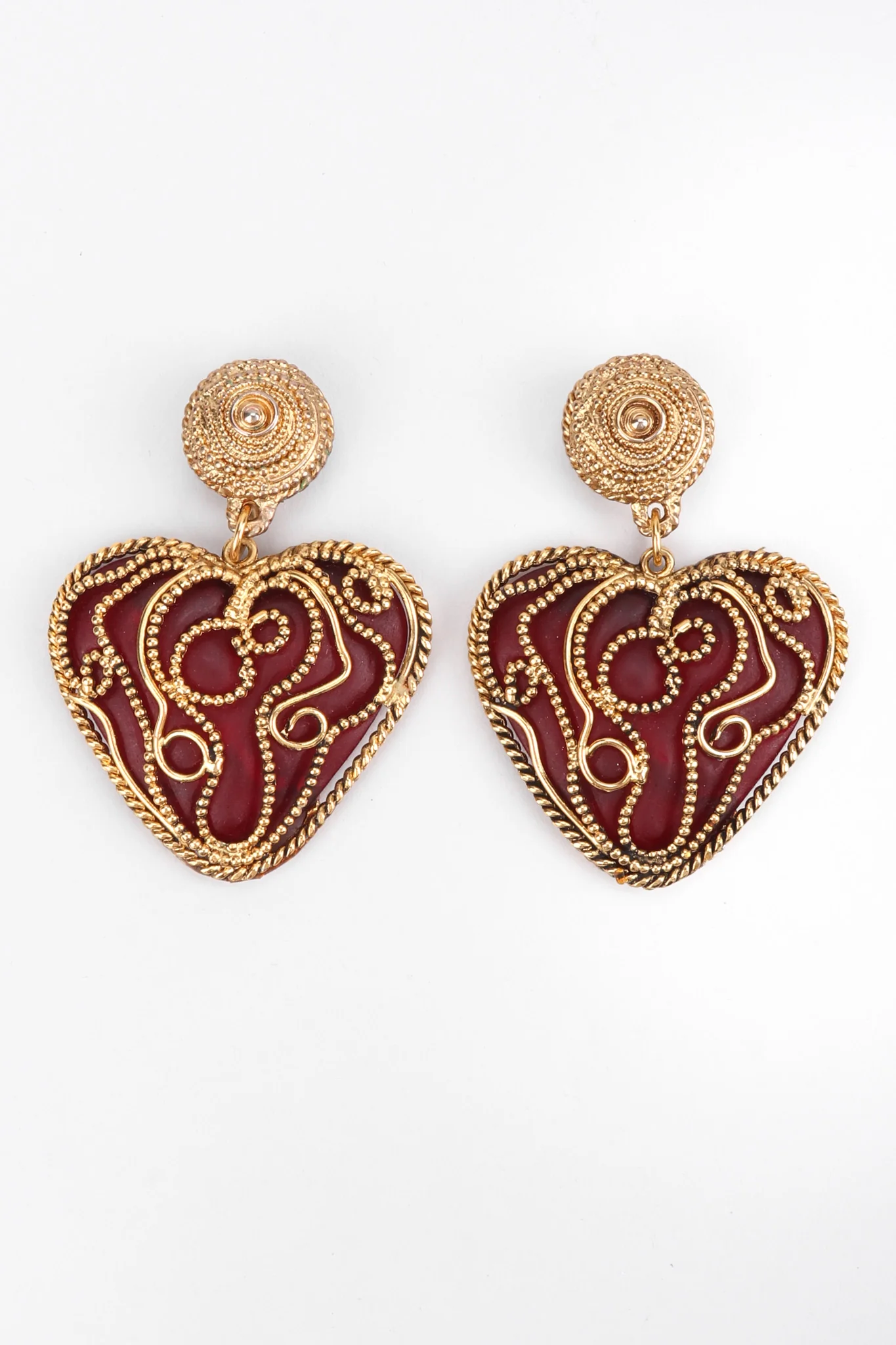 Baroque Heart Drop Earrings - Image 3