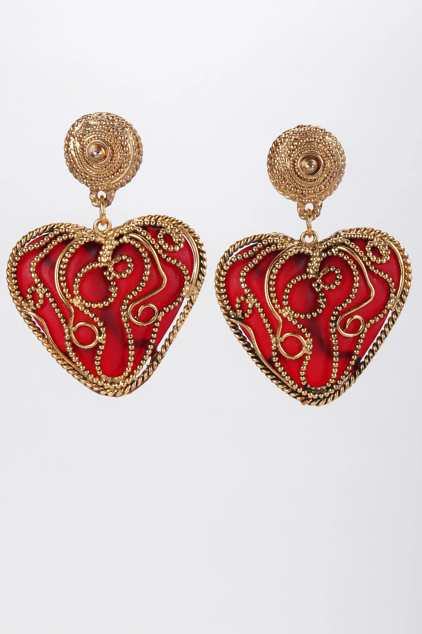 Baroque Heart Drop Earrings - Image 4