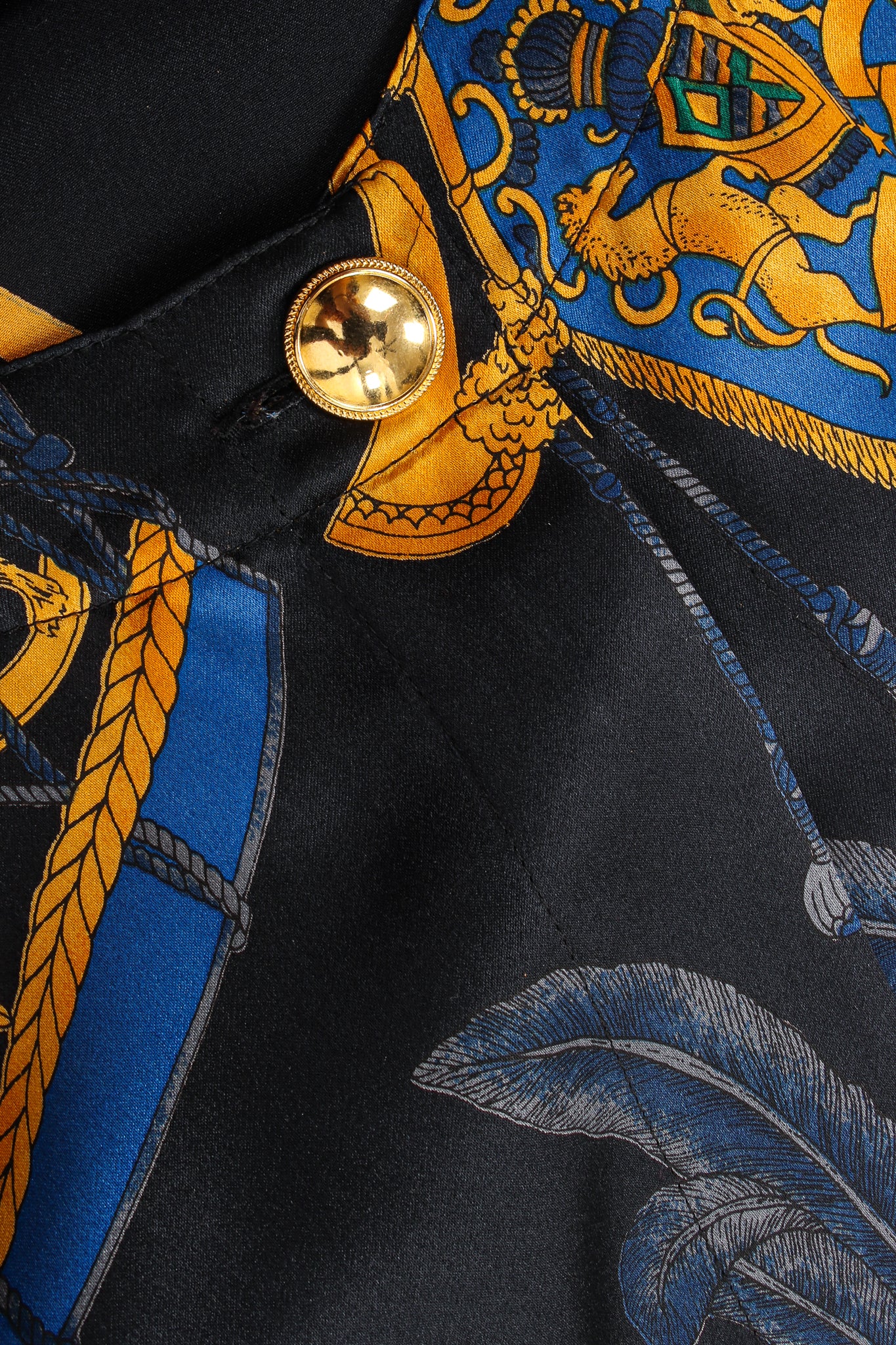 Baroque Leo Flag & Drum Print Silk Blouse - Image 5