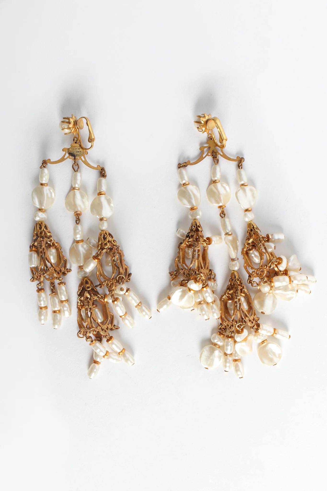 Baroque Pearl Chandelier Earrings - Image 4