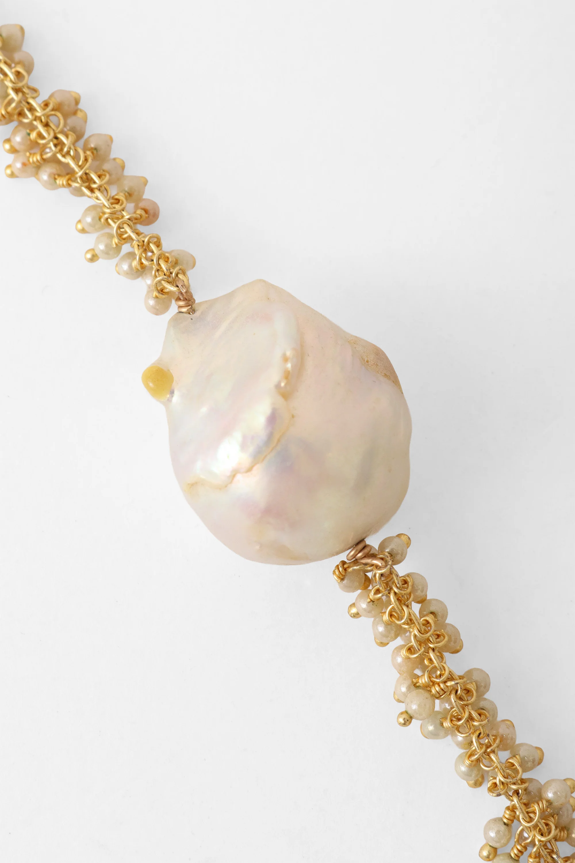 Baroque Pearl Cluster Bead Chain Lariat Necklace - Image 6