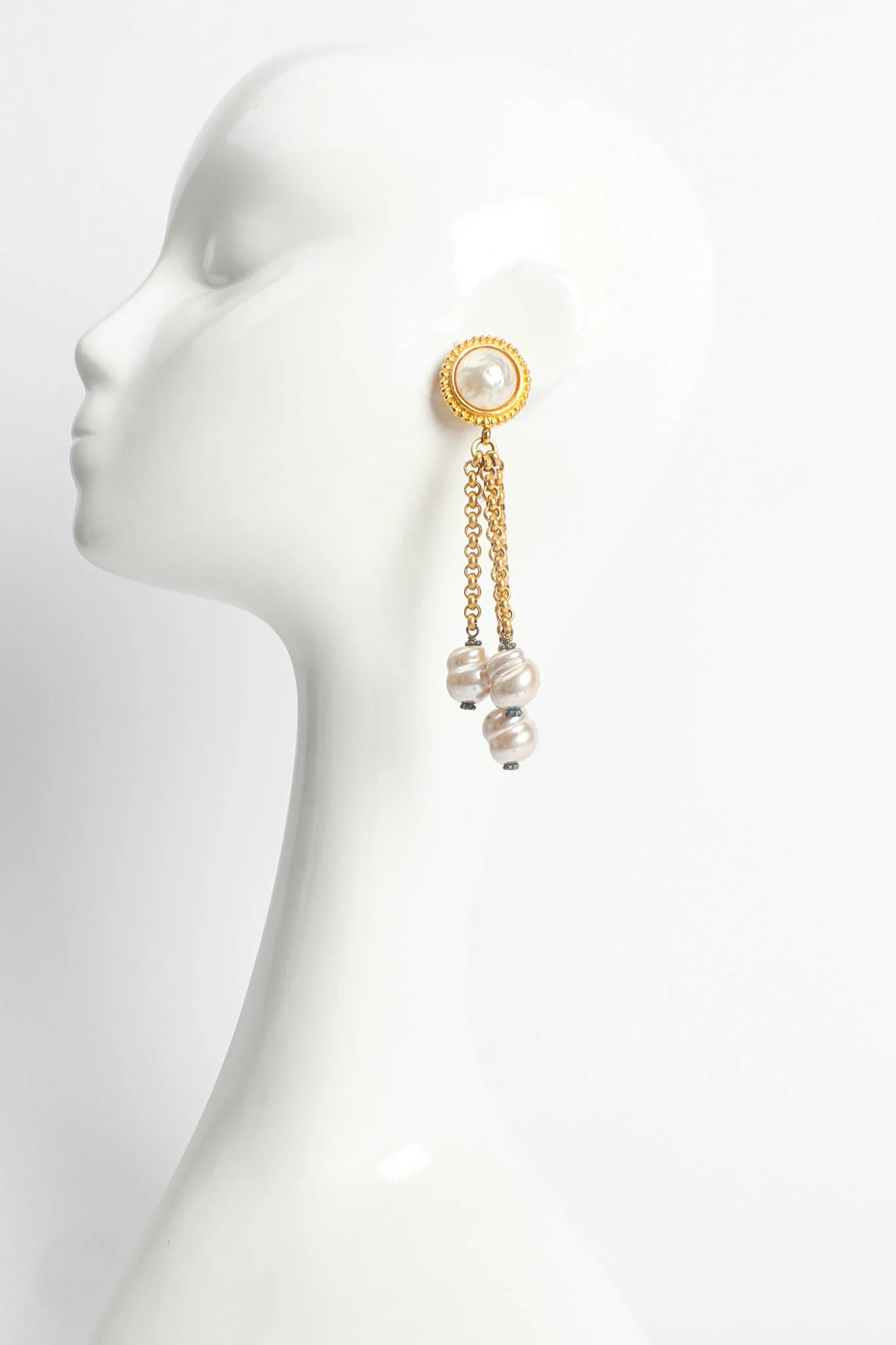Pearl Chain Drop Earrings II - Image 2