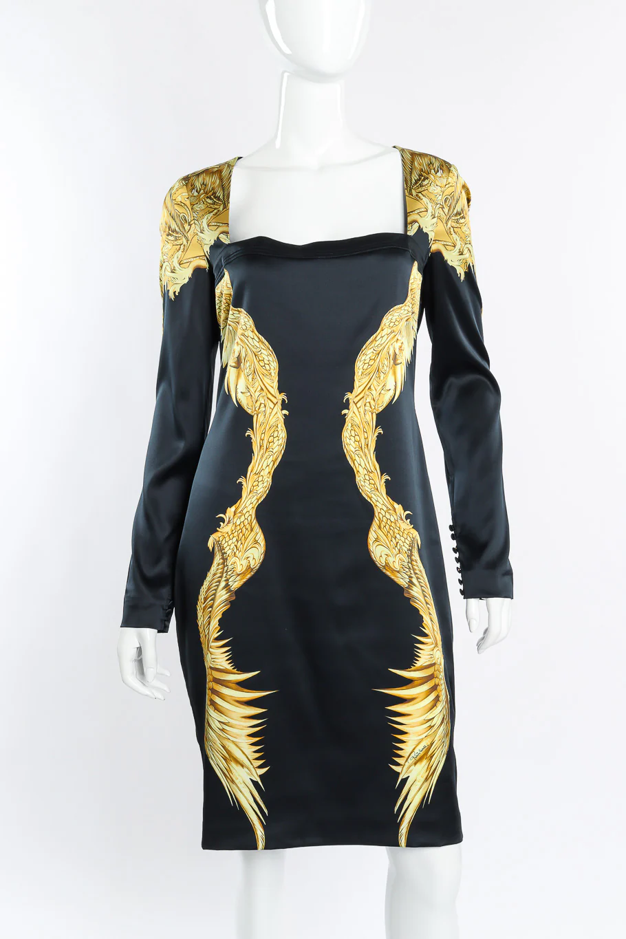 Baroque Wings Graphic Silk Dress - Image 2