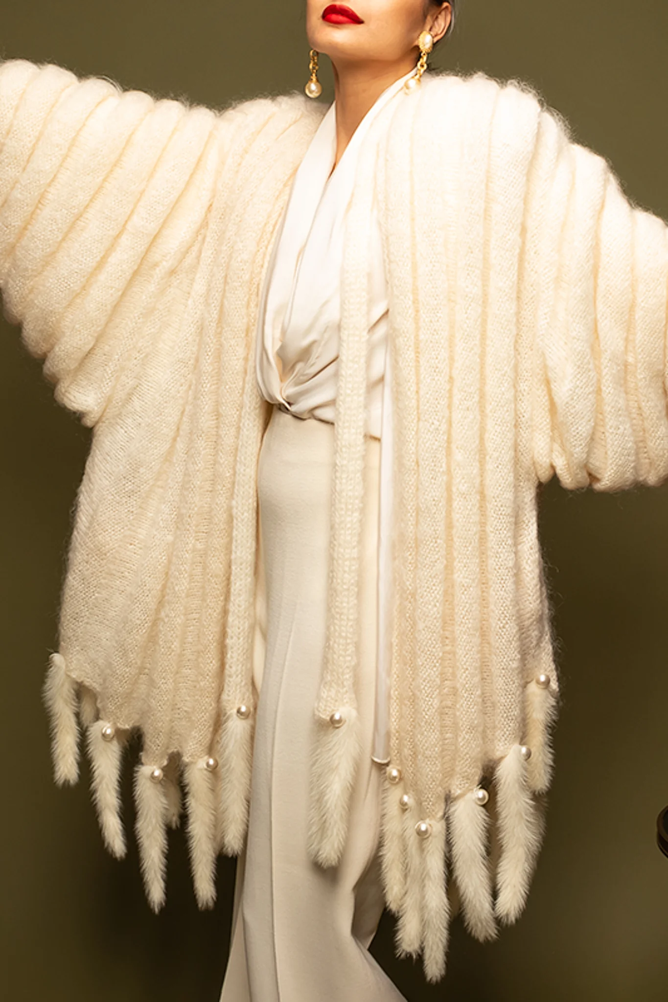 Batwing Sweater Cape Coat - Image 4
