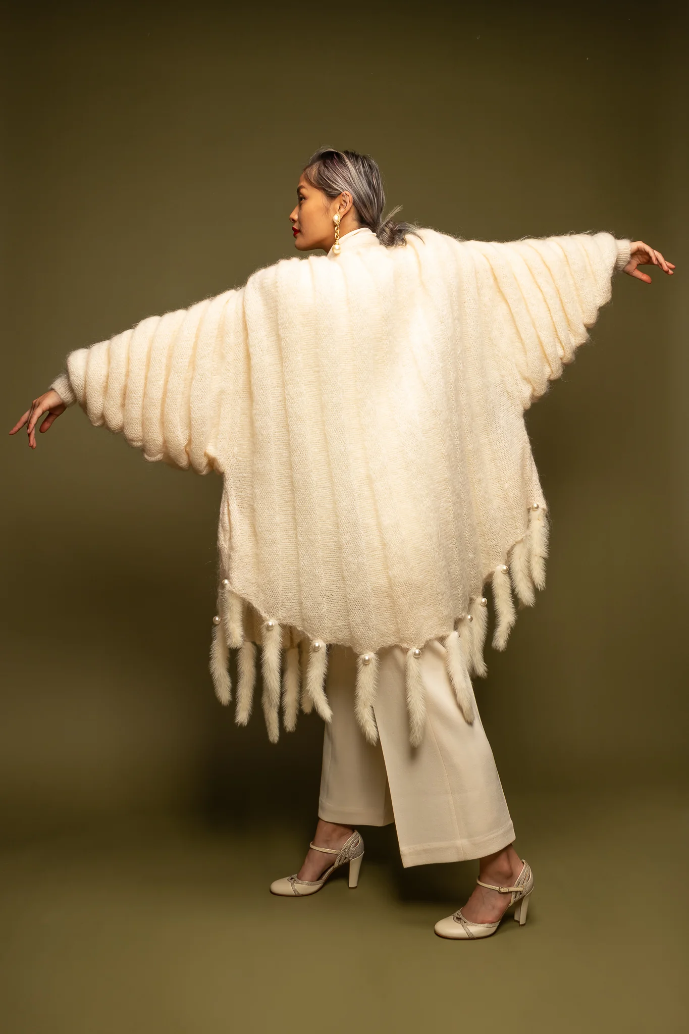Batwing Sweater Cape Coat - Image 5