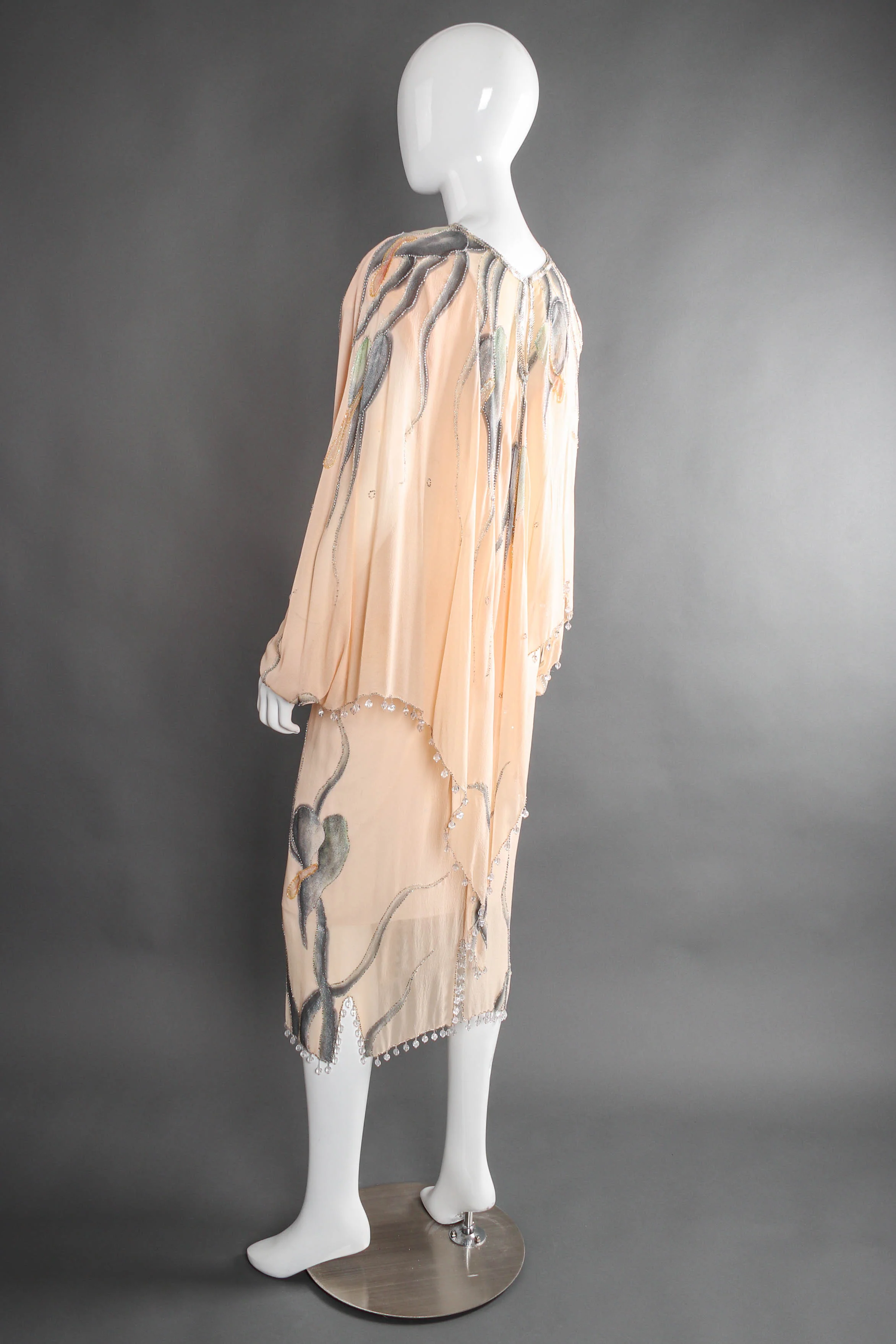 Bead Painted Leaf Shawl & Dress Set - Image 6