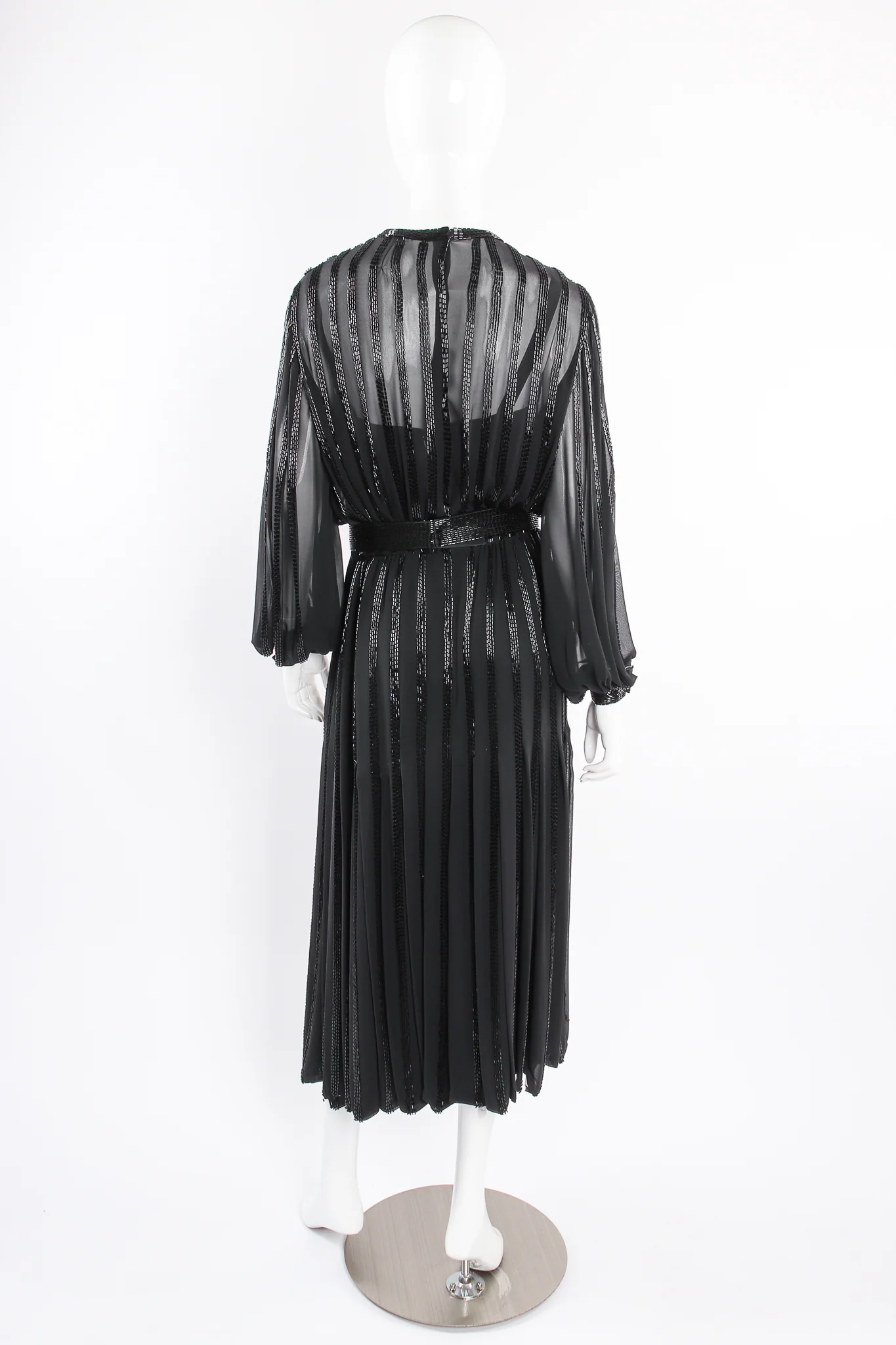 Bead Stripe Silk Chiffon Dress - Image 6