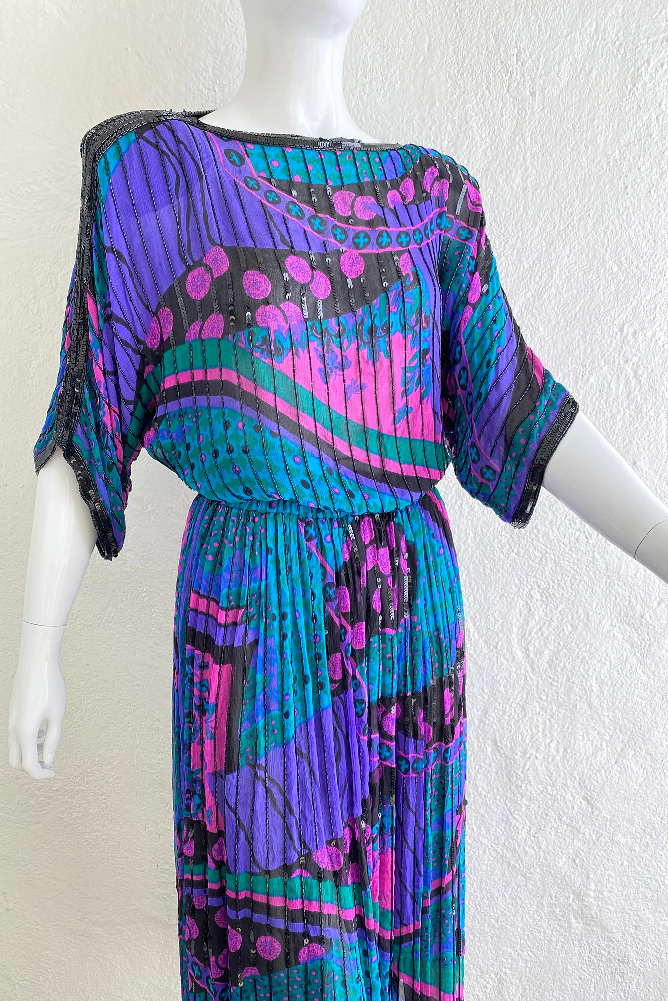 Beaded Bateau Print Dress - Image 2