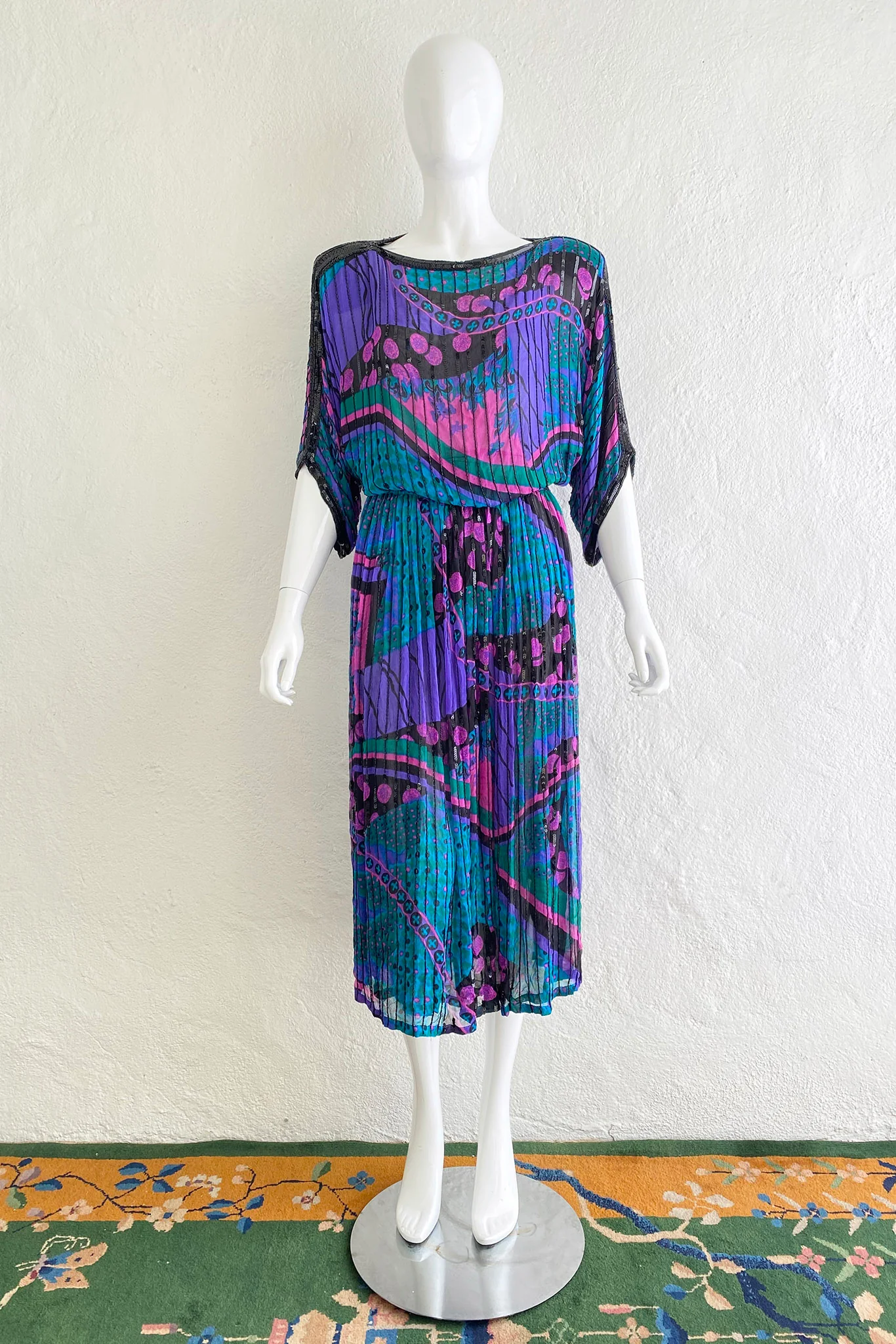 Beaded Bateau Print Dress - Image 6