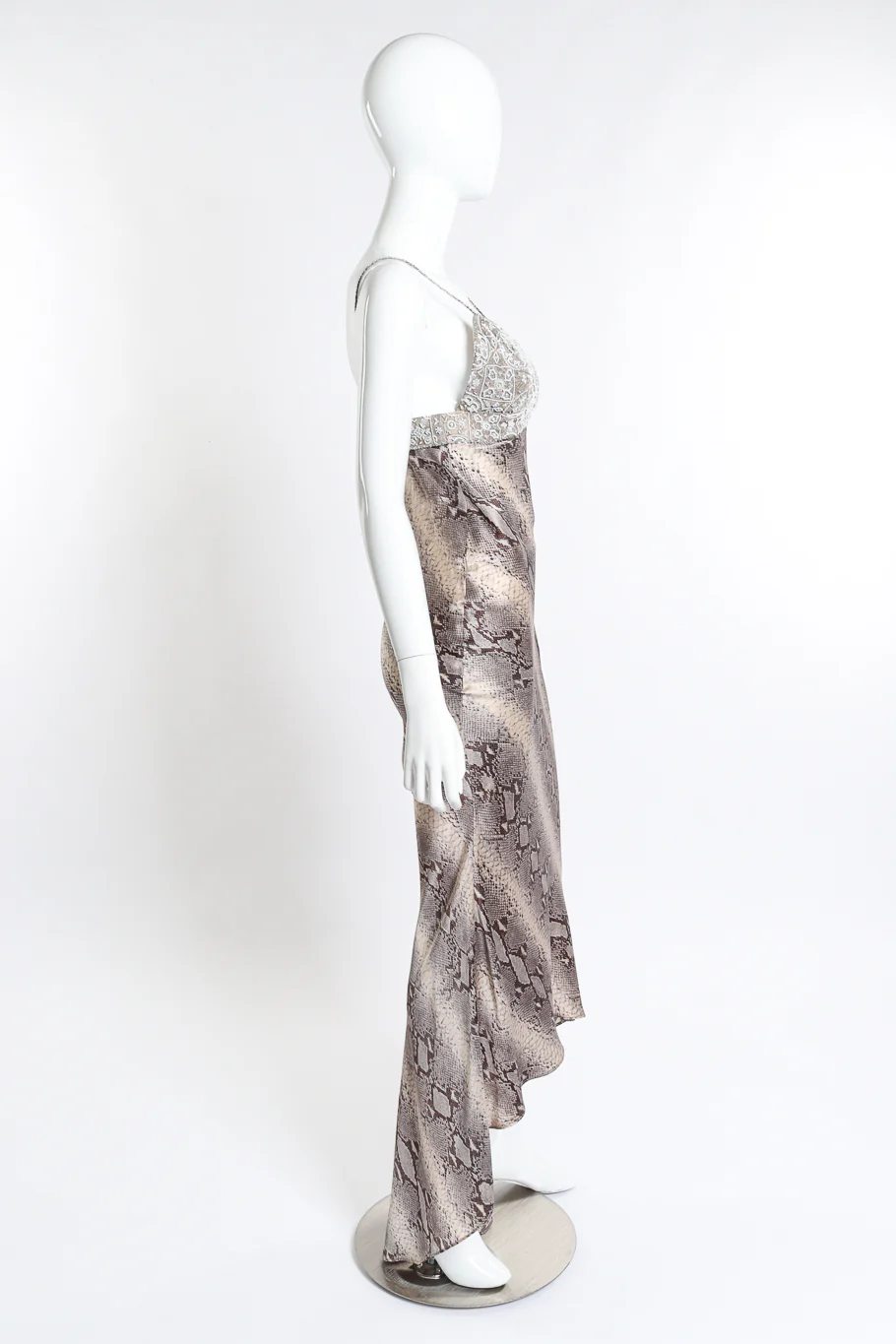Beaded Bias Snake Print Dress - Image 2
