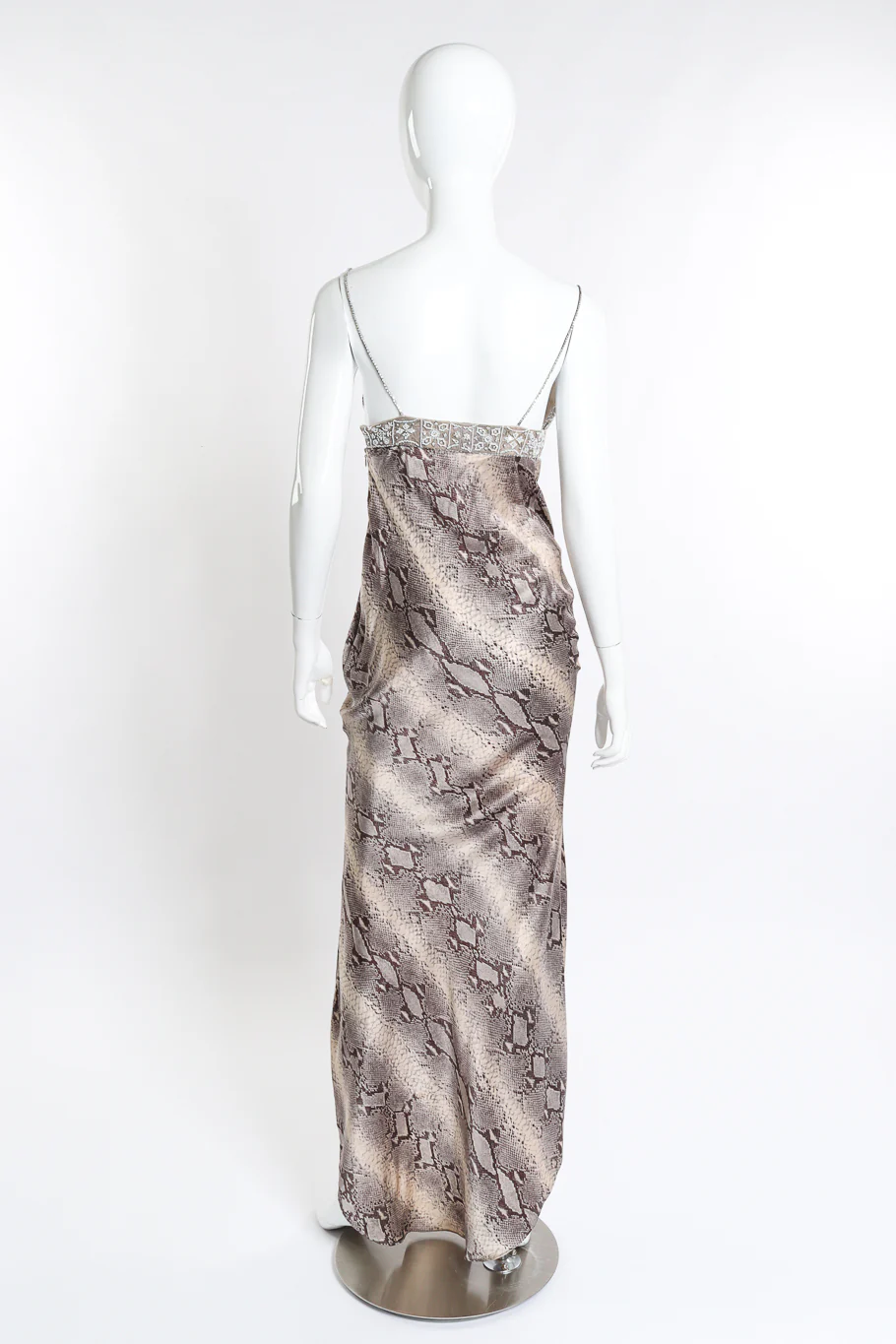 Beaded Bias Snake Print Dress - Image 3