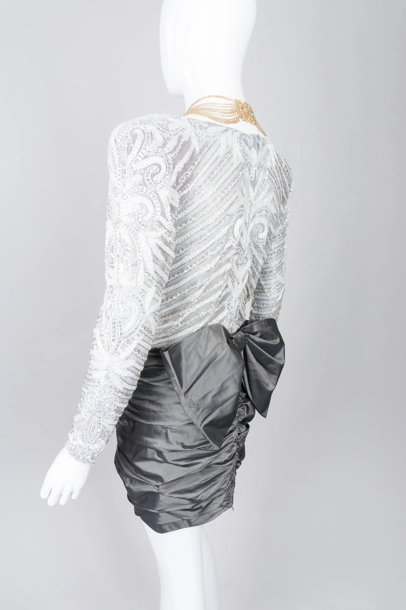 Beaded Bow Back Mini Dress - Image 11