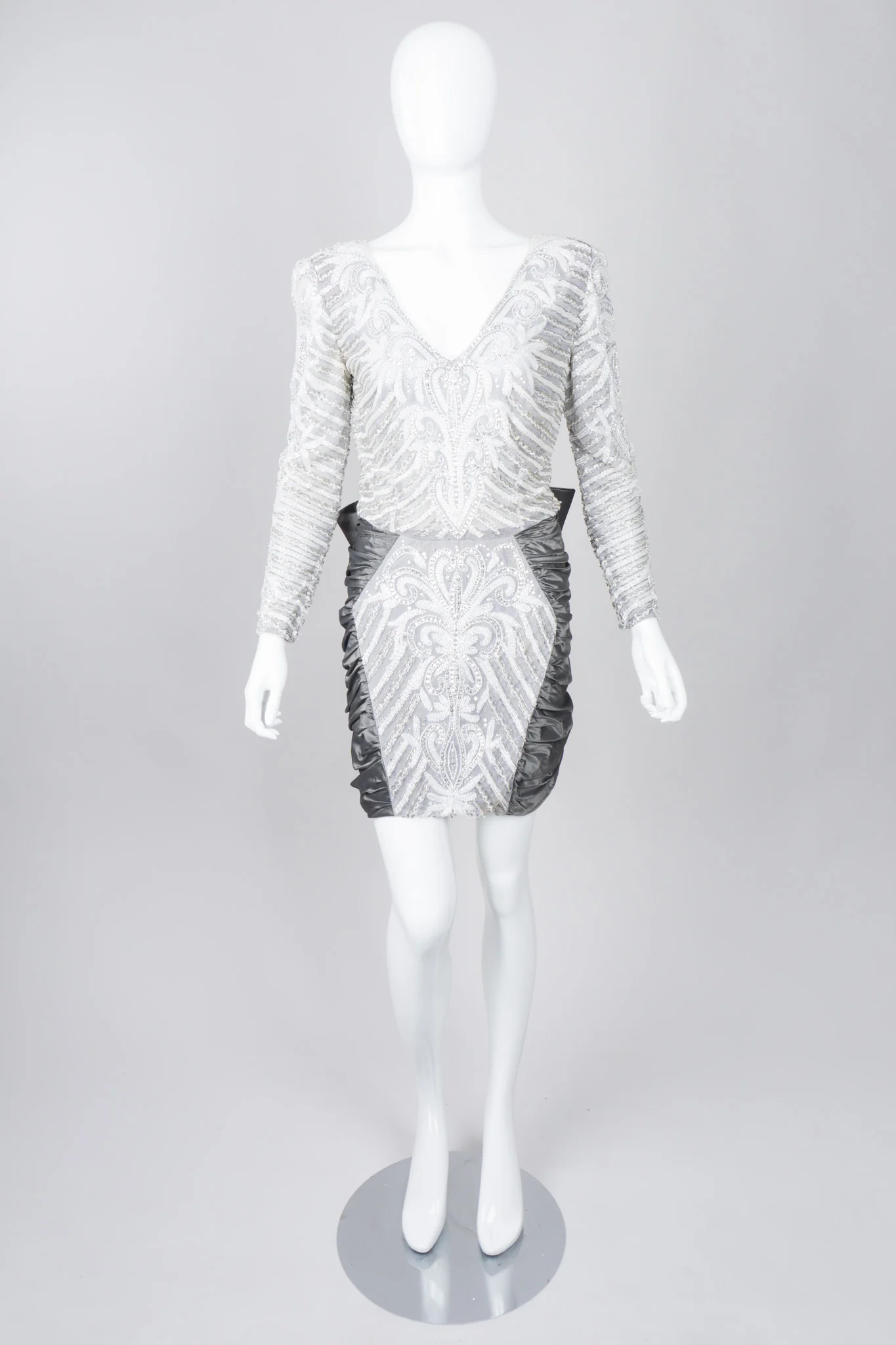 Beaded Bow Back Mini Dress - Image 4
