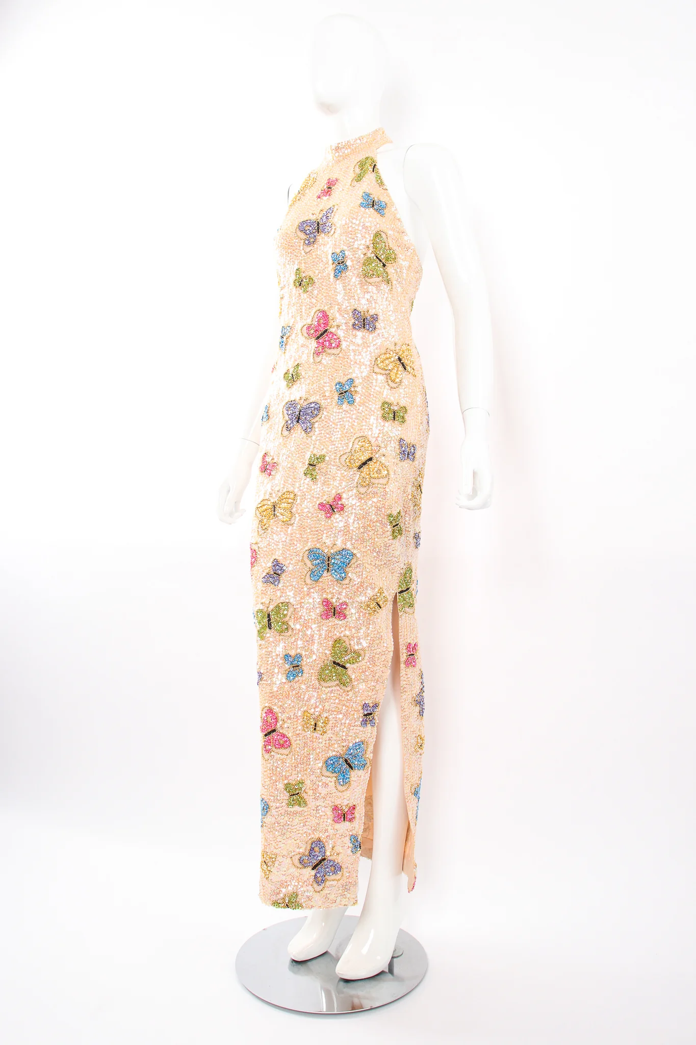 Beaded Butterfly Halter Gown - Image 3