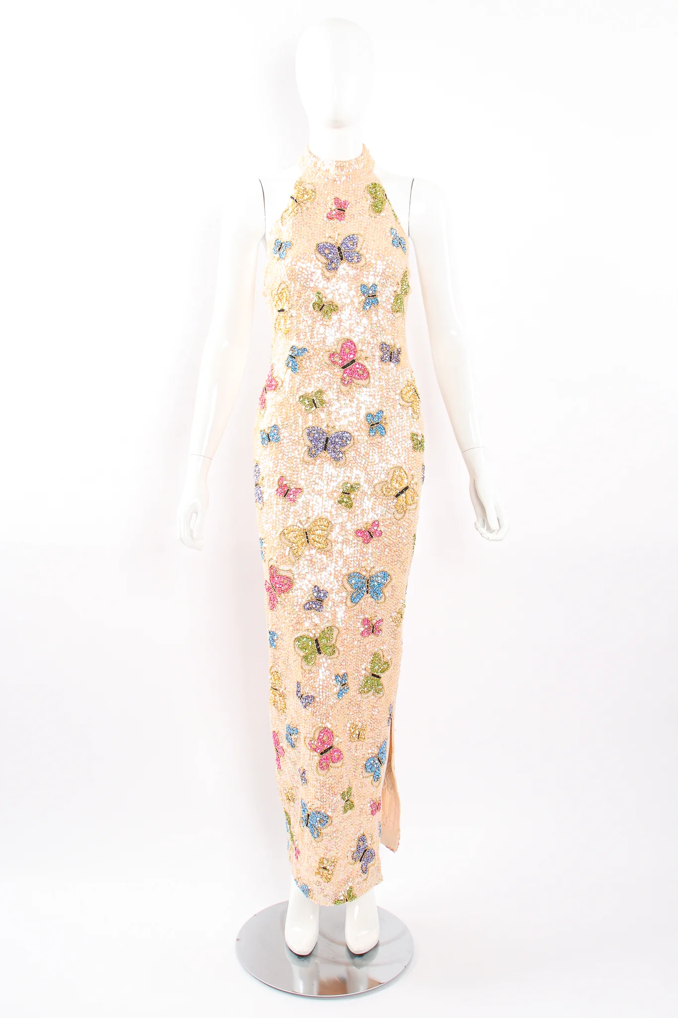 Beaded Butterfly Halter Gown - Image 6