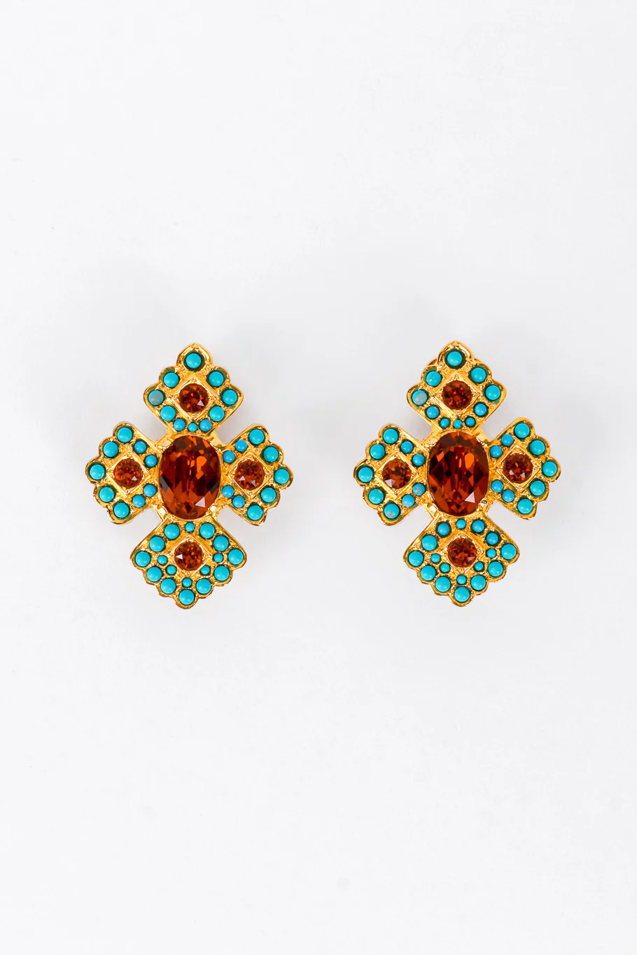 Beaded Byzantine Cross Earrings