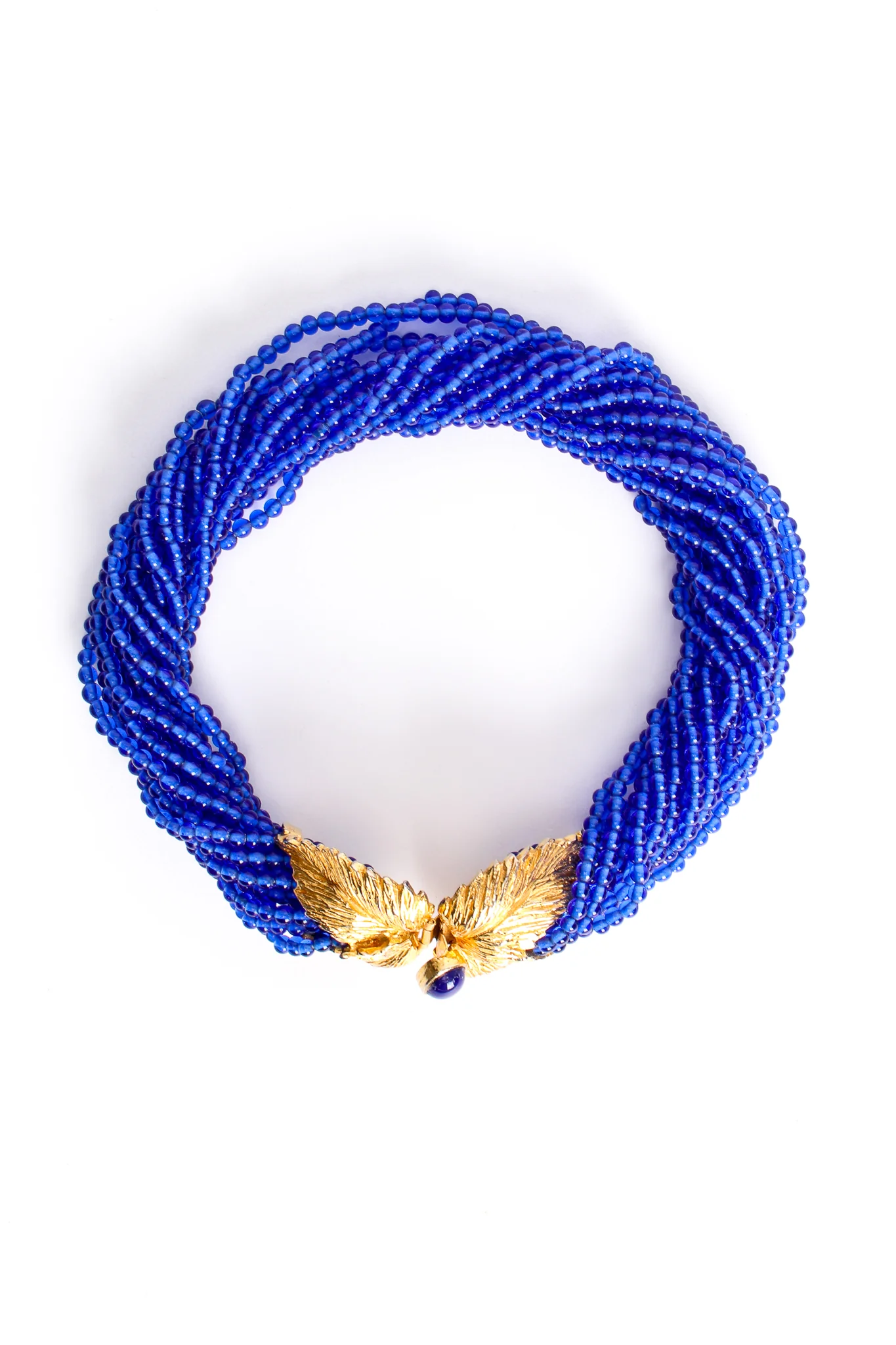 Beaded Cobalt Leaf Collar