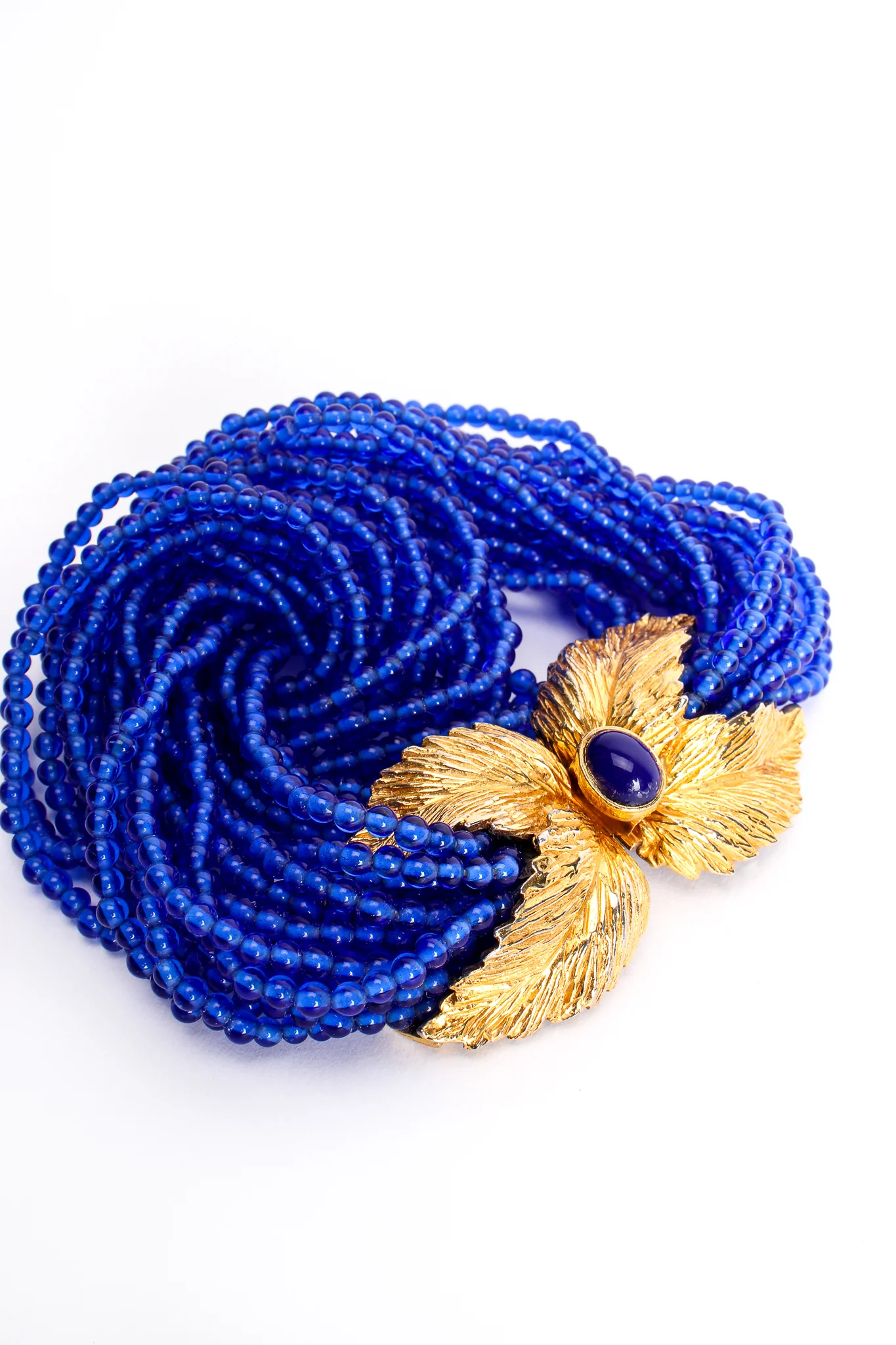 Beaded Cobalt Leaf Collar - Image 4