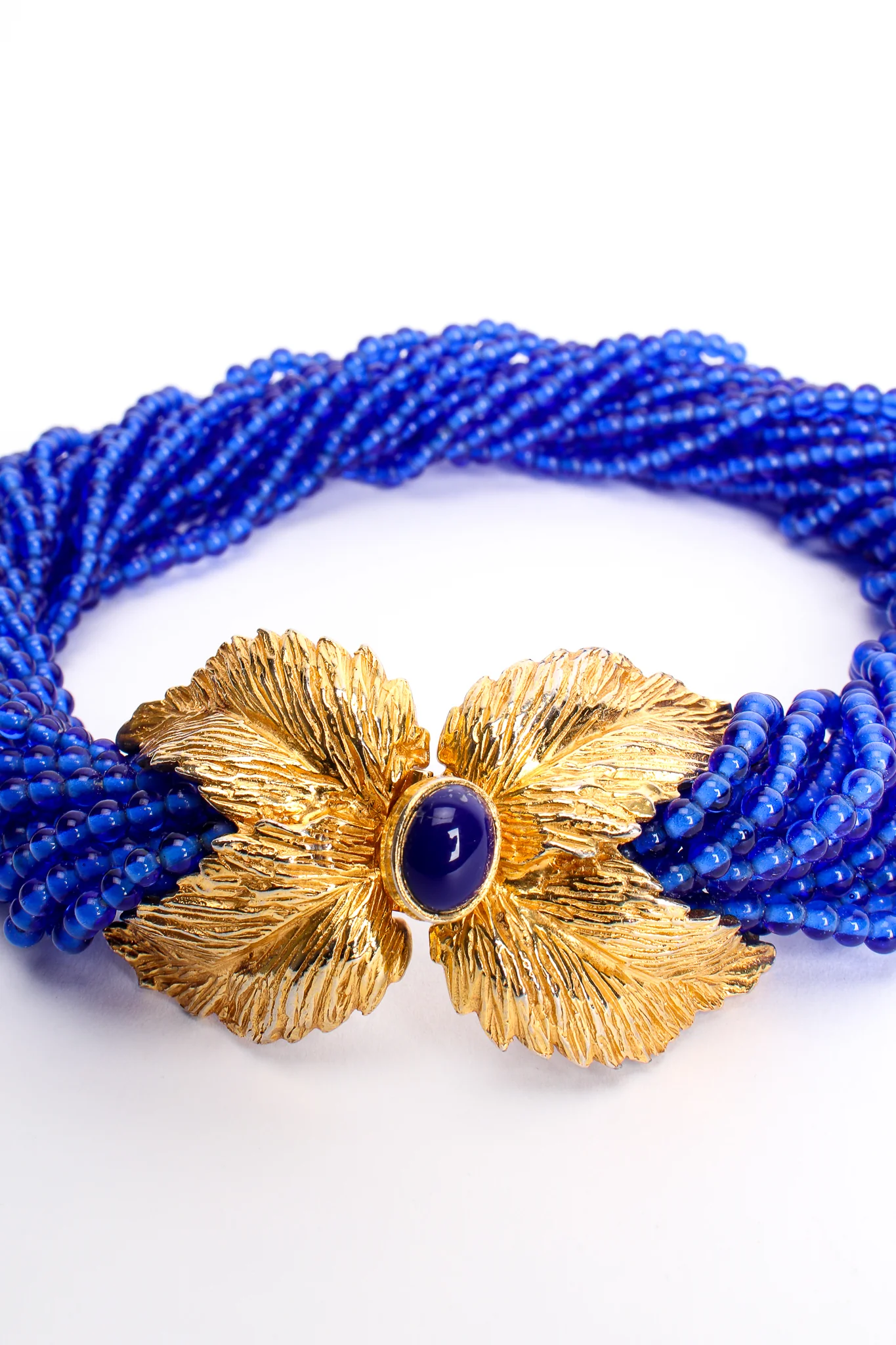 Beaded Cobalt Leaf Collar - Image 6