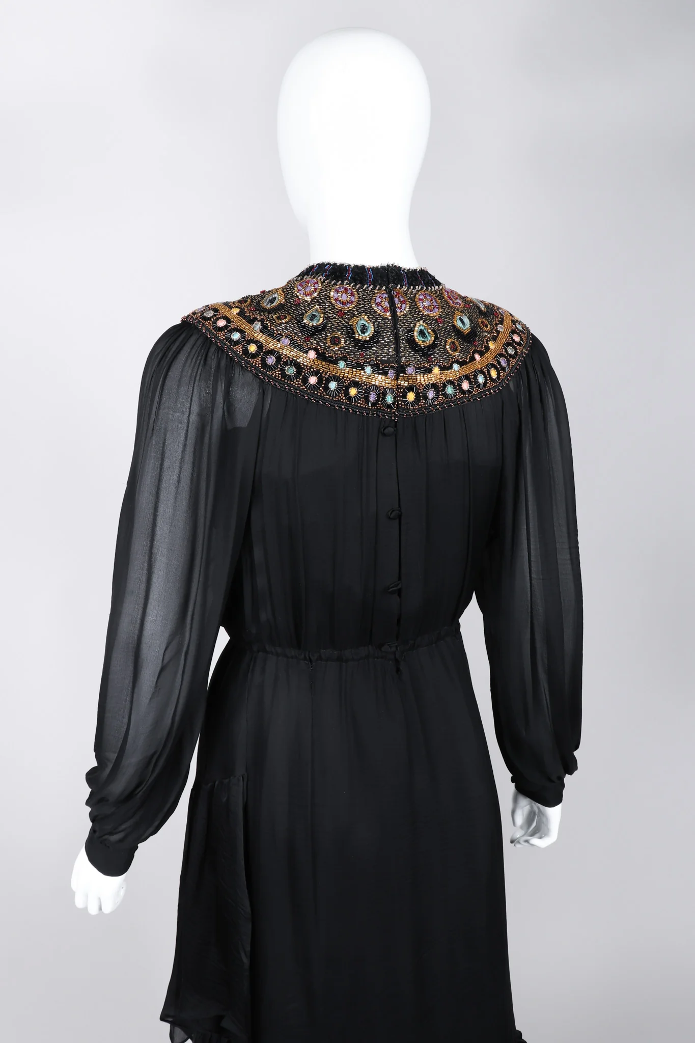 Beaded Collar Chiffon Dress - Image 10
