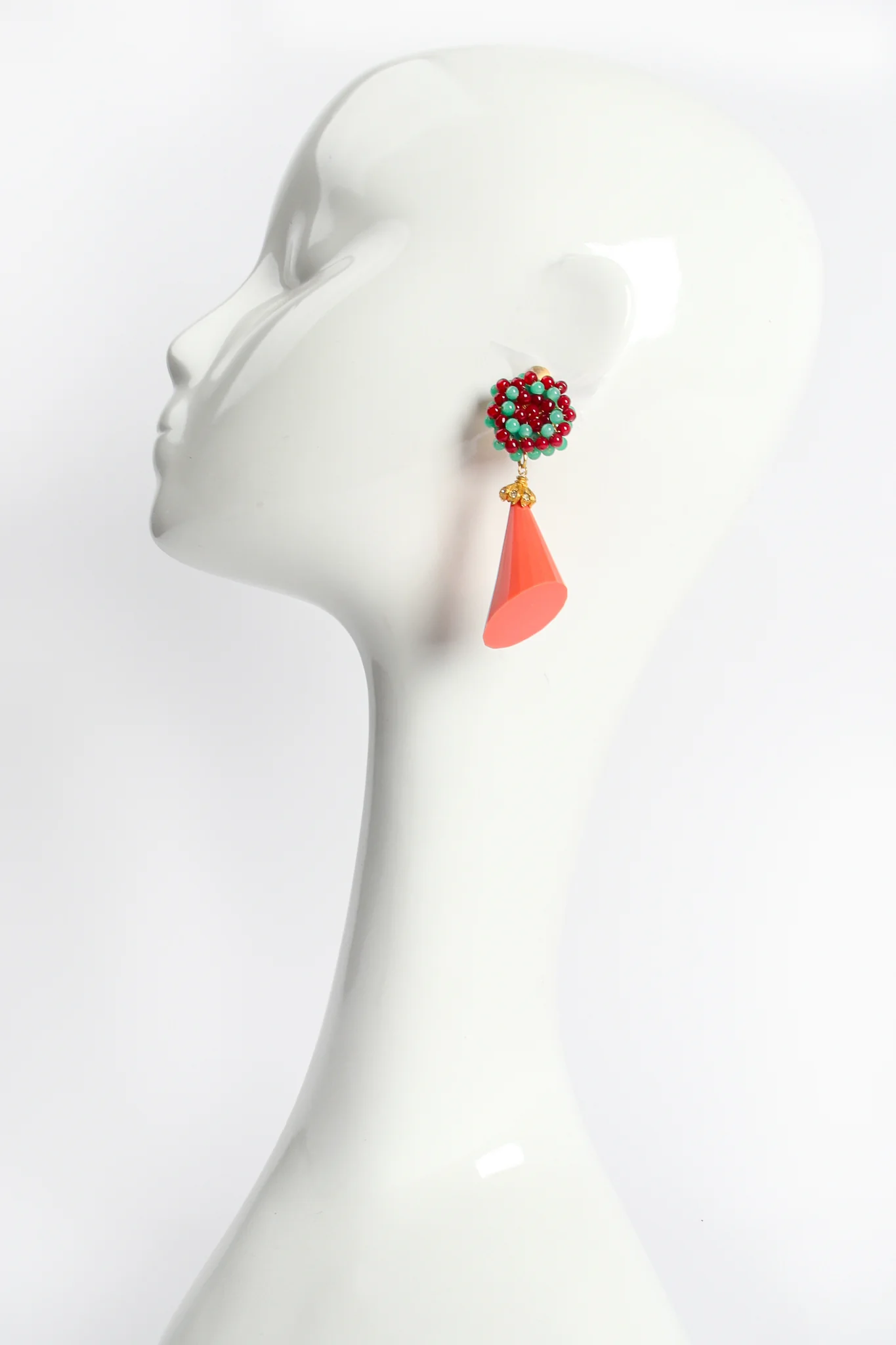 Beaded Cone Drop Earrings - Image 2