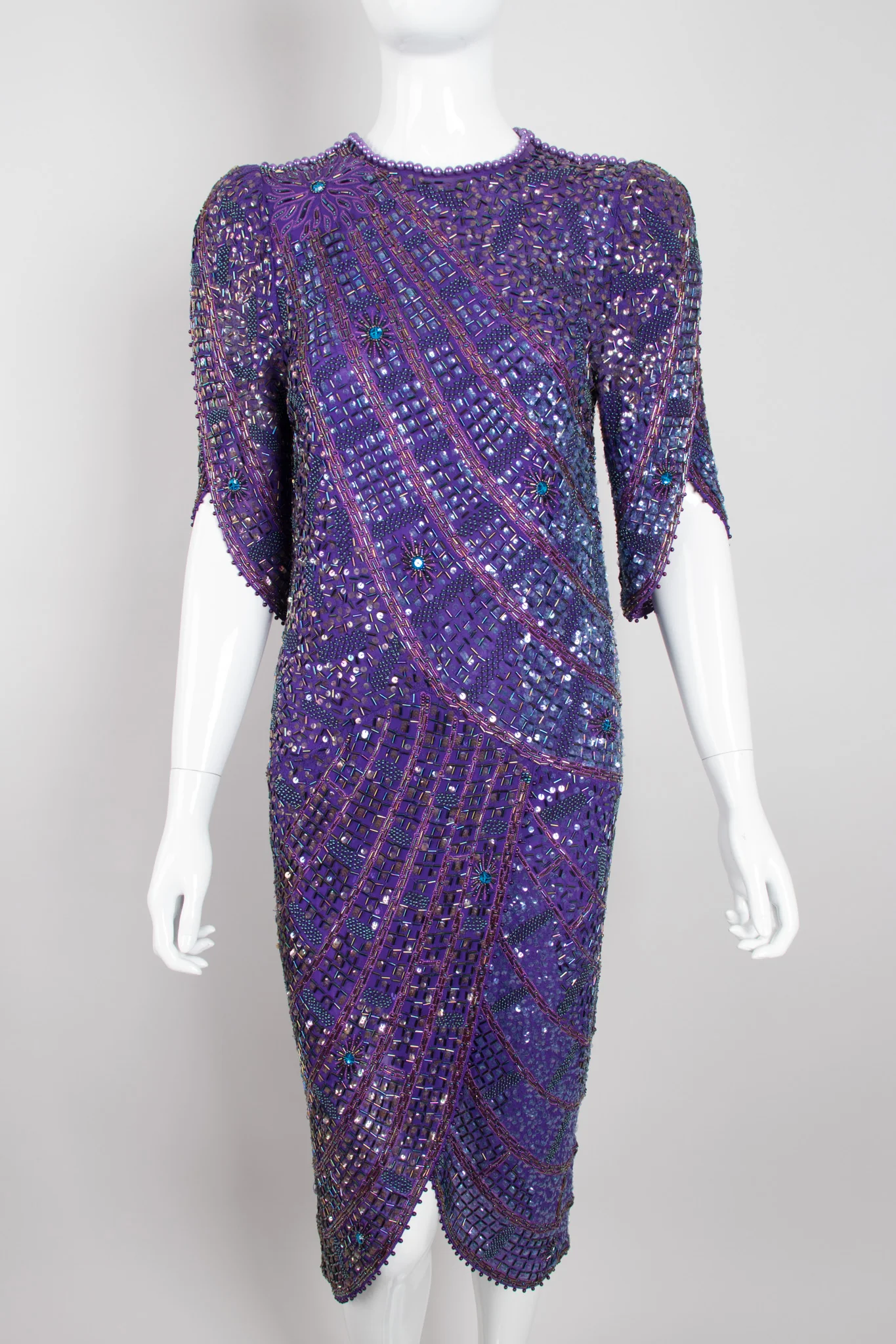 Beaded Draped Petal Dress - Image 2