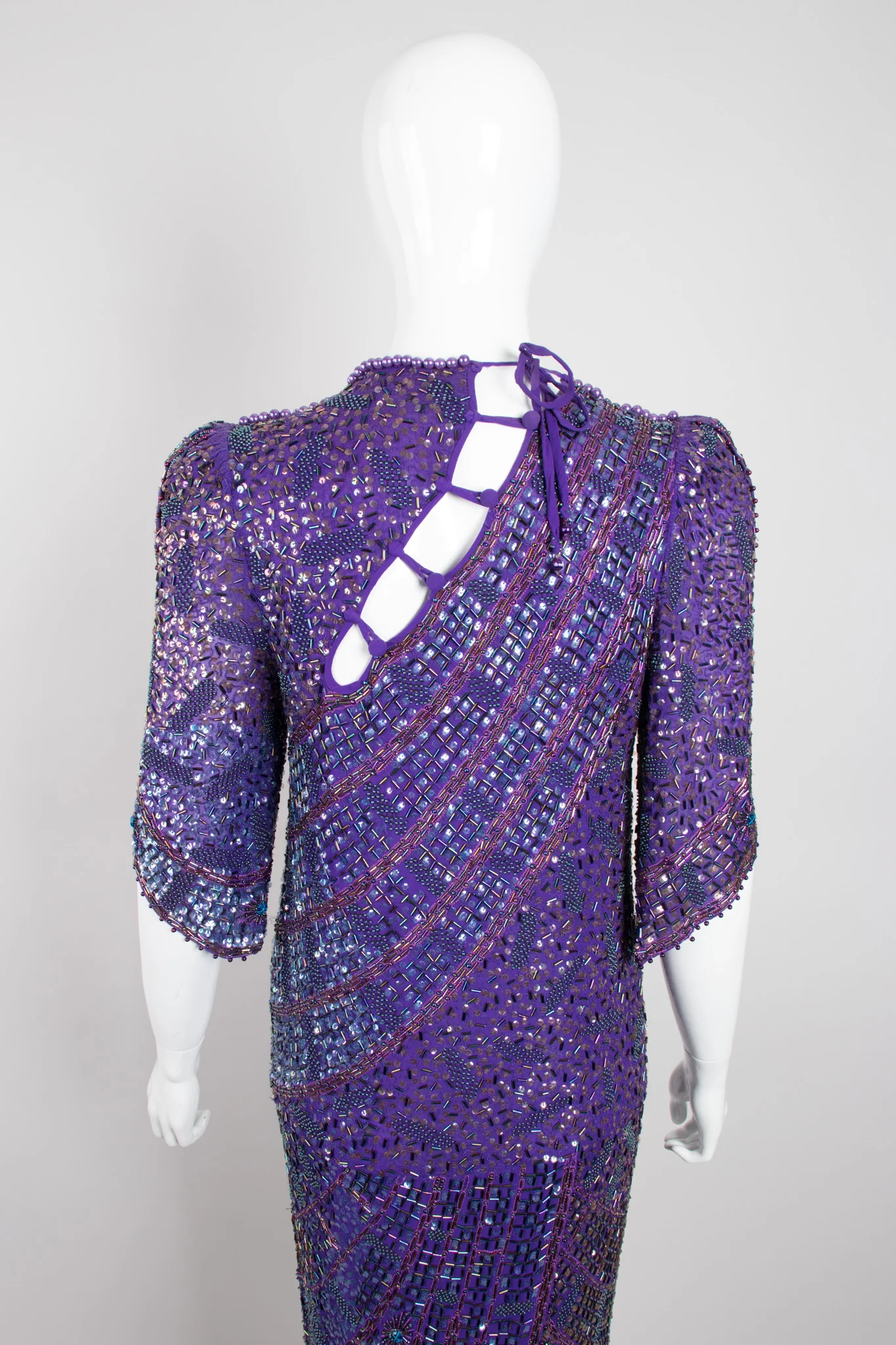 Beaded Draped Petal Dress - Image 7