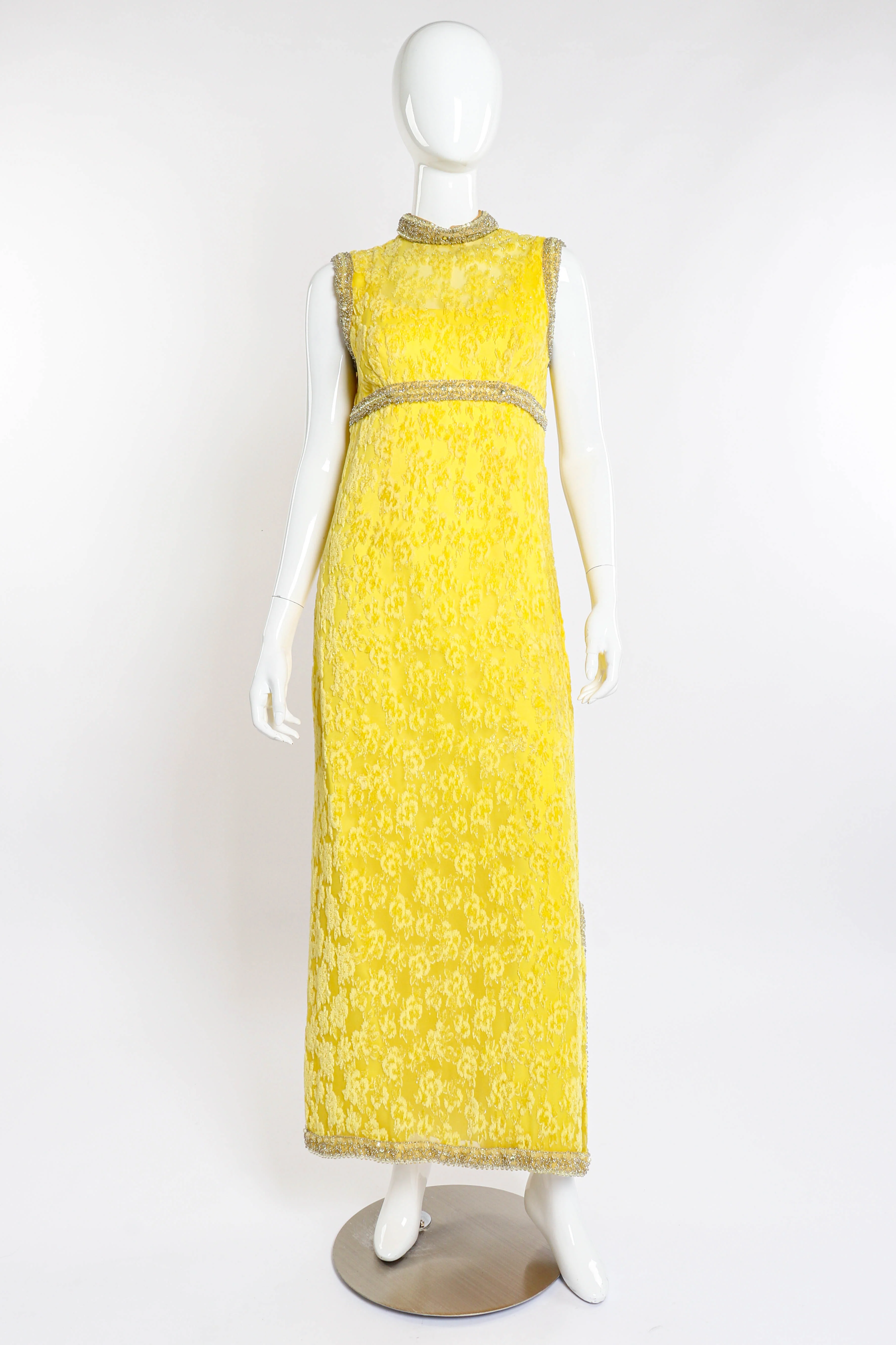 Beaded Floral Burnout Gown