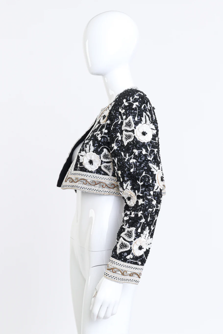 Beaded Floral Crop Jacket - Image 2