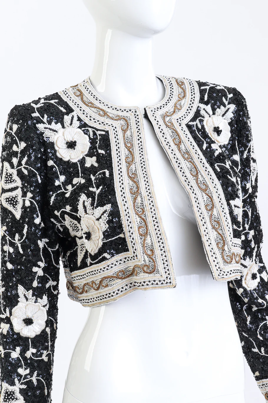 Beaded Floral Crop Jacket - Image 4