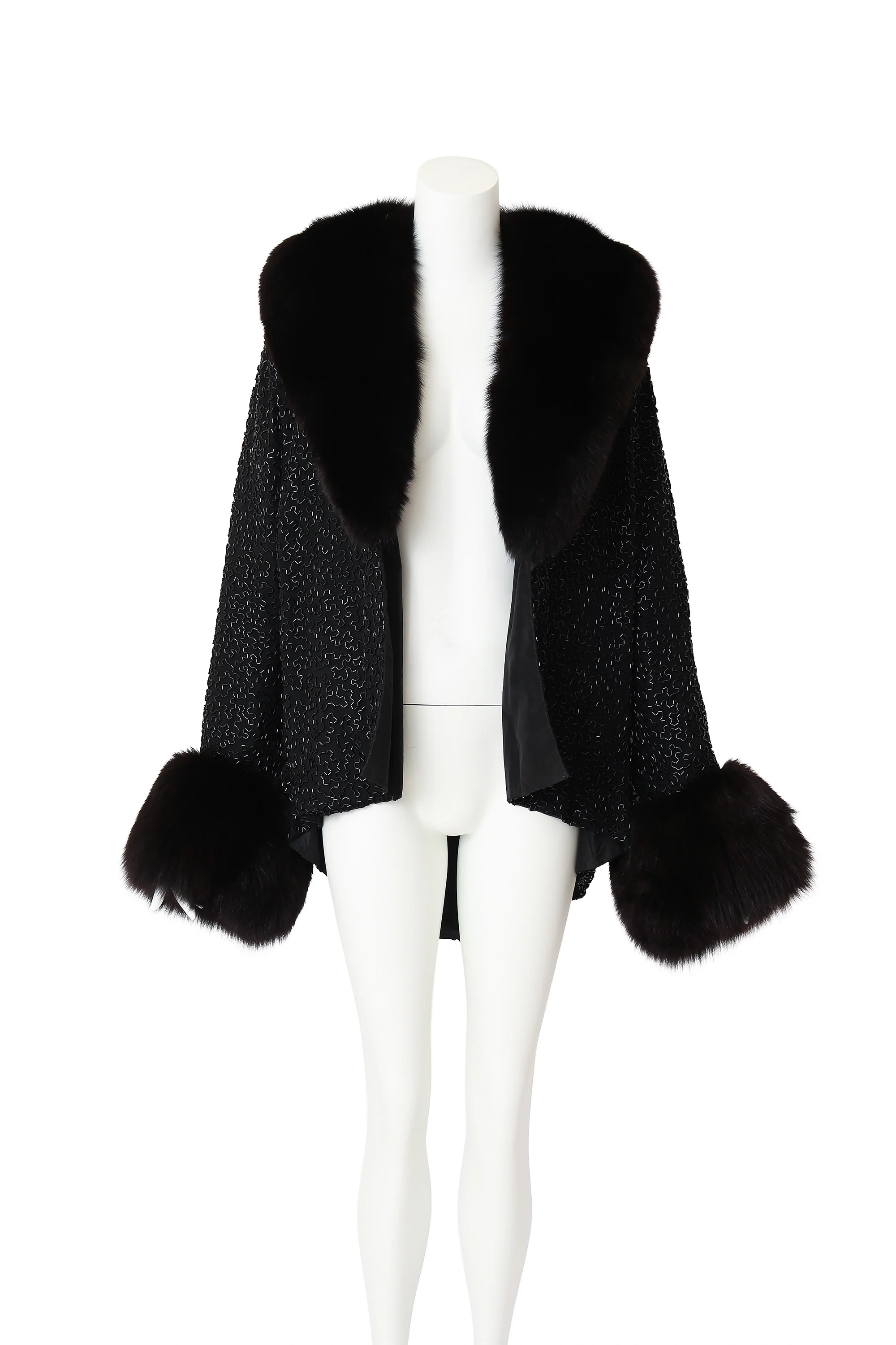 Beaded Fox Fur Trim Jacket