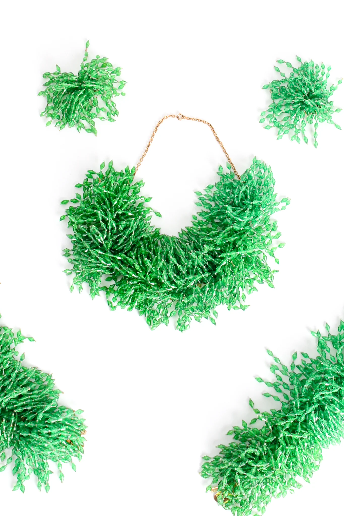 Beaded Fringe Collar Bracelet & Earring Set - Image 2